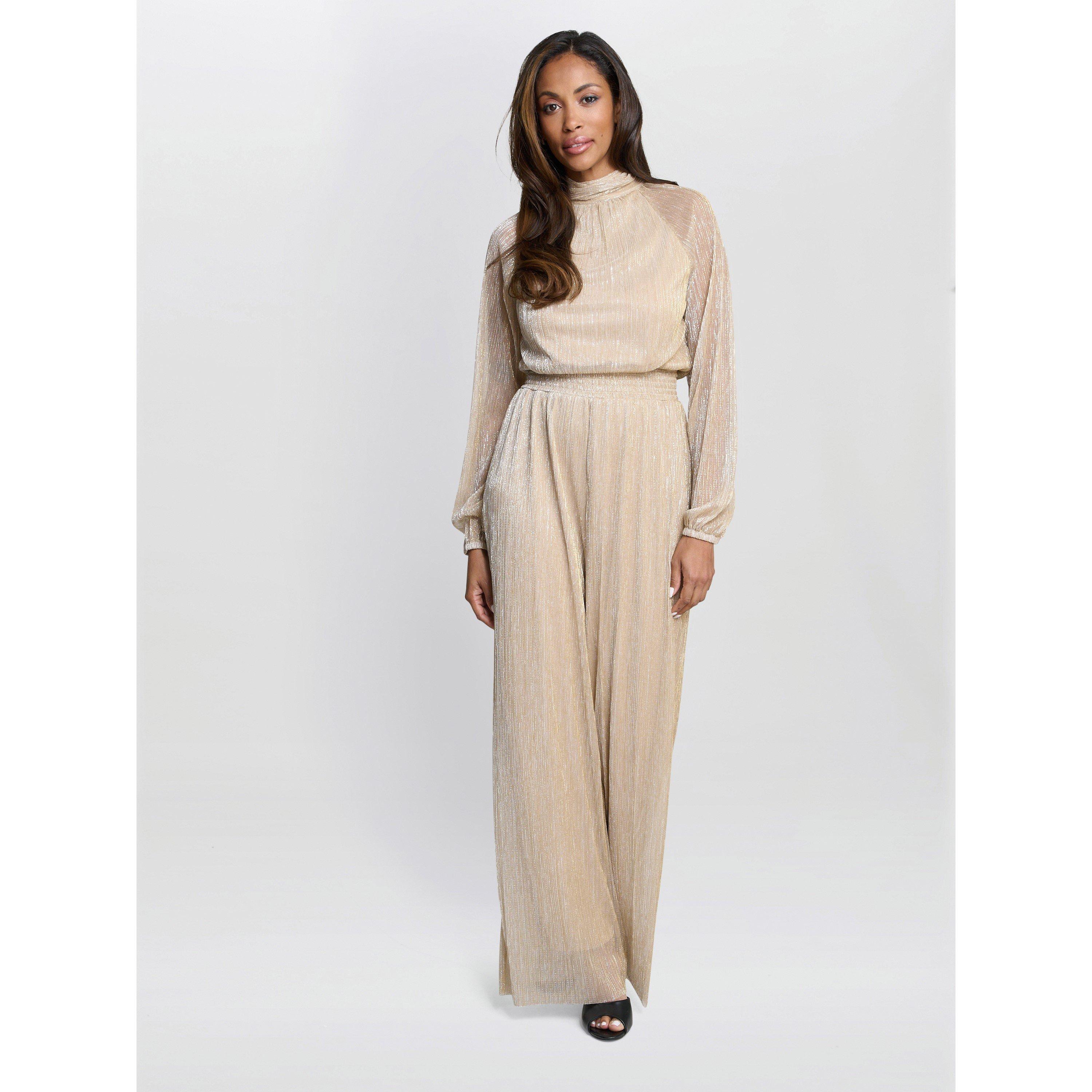 Gold / Silver - Gina Bacconi - Kylie Metallic Knit Jumpsuit - 2