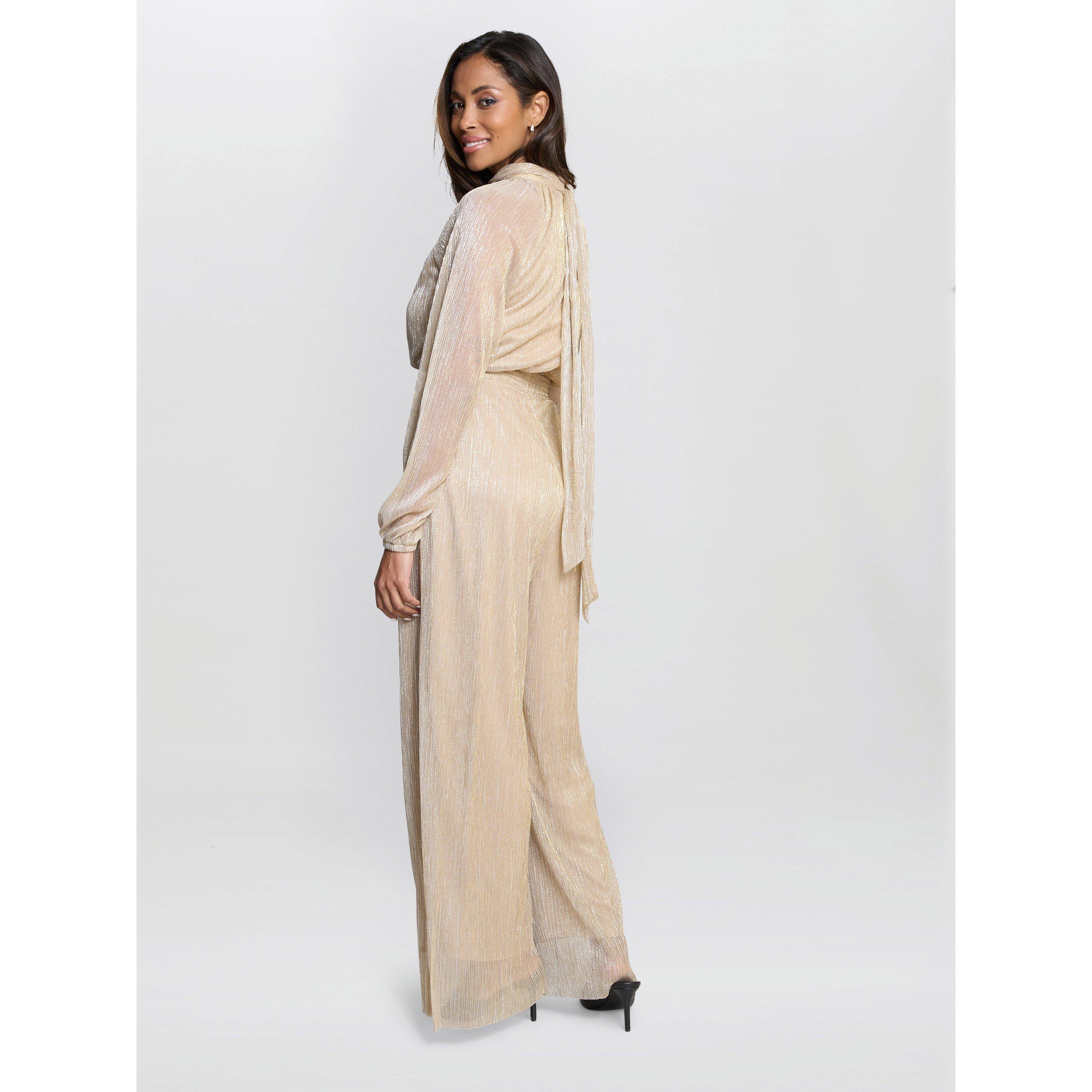 Gold / Silver - Gina Bacconi - Kylie Metallic Knit Jumpsuit - 3