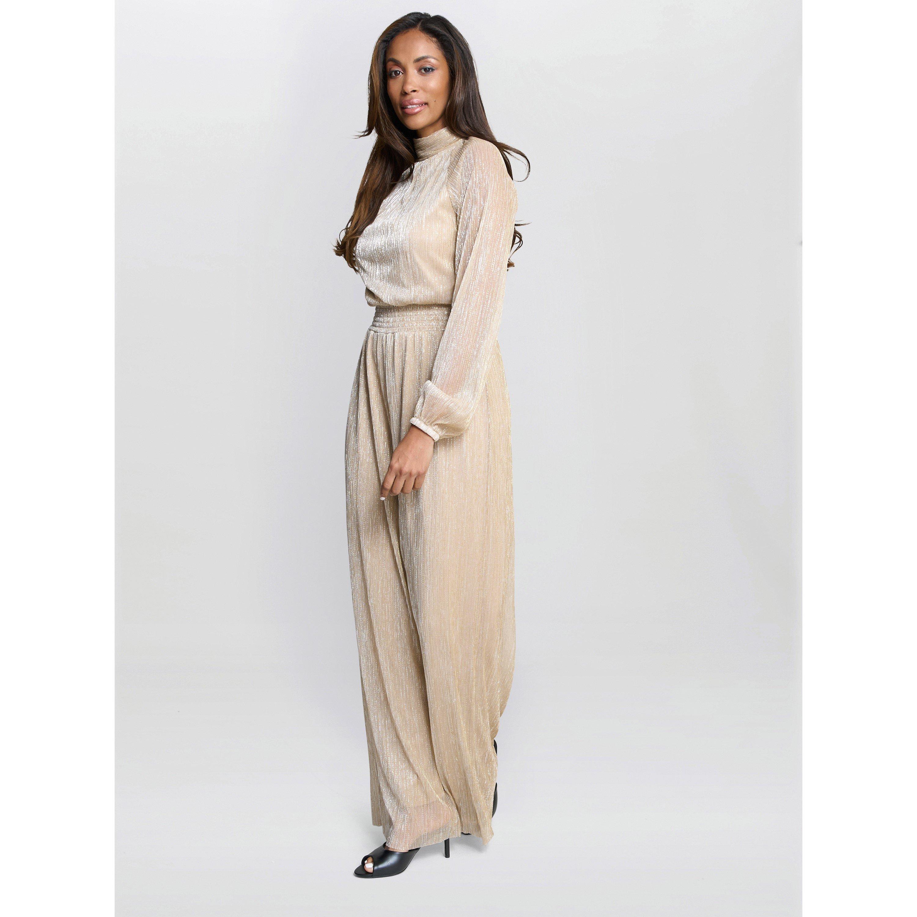 Gold / Silver - Gina Bacconi - Kylie Metallic Knit Jumpsuit - 4