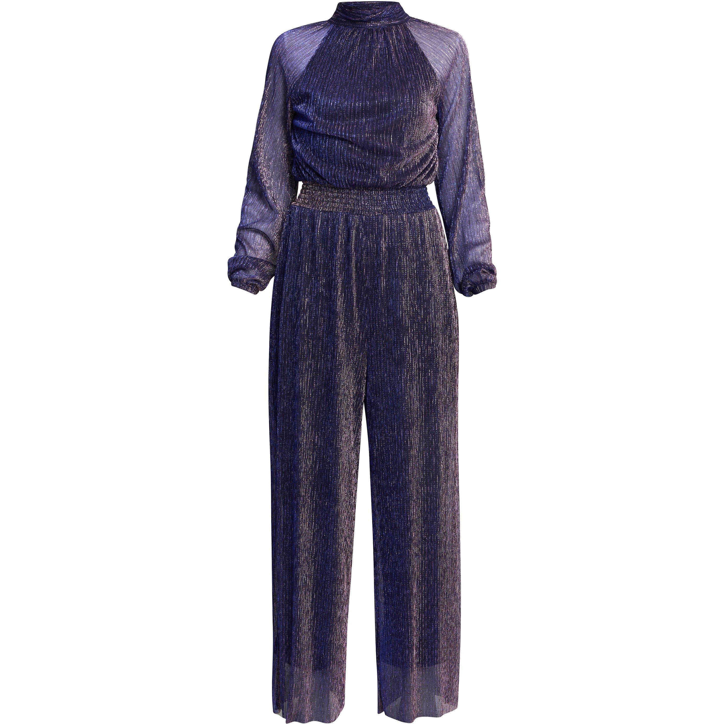 Gina Bacconi Women's Kylie Metallic Knit Jumpsuit - Pink / Cobalt - 16