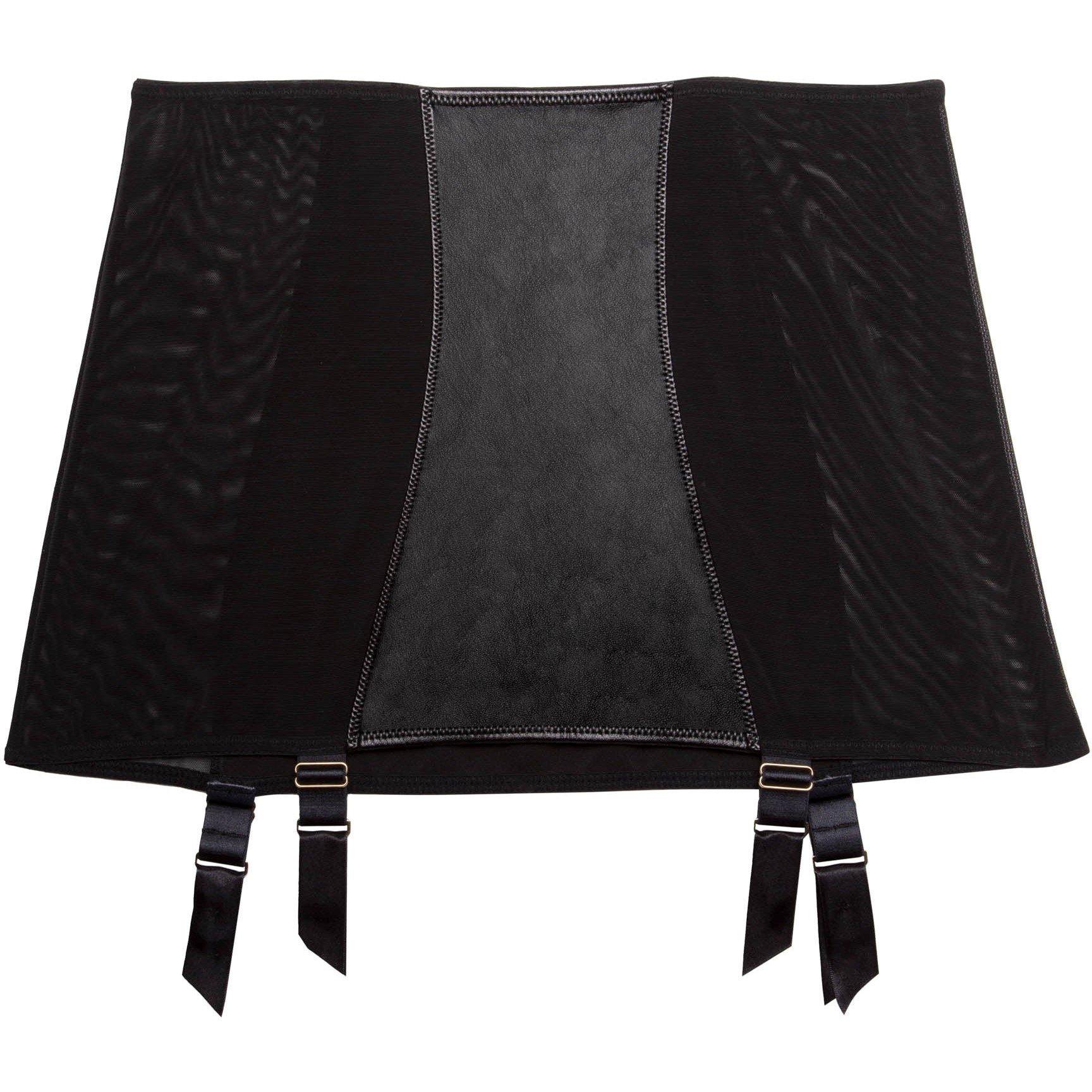 Black - Playful Promises - Iris Black Leatherette & Mesh Roll-On Girdle - 5