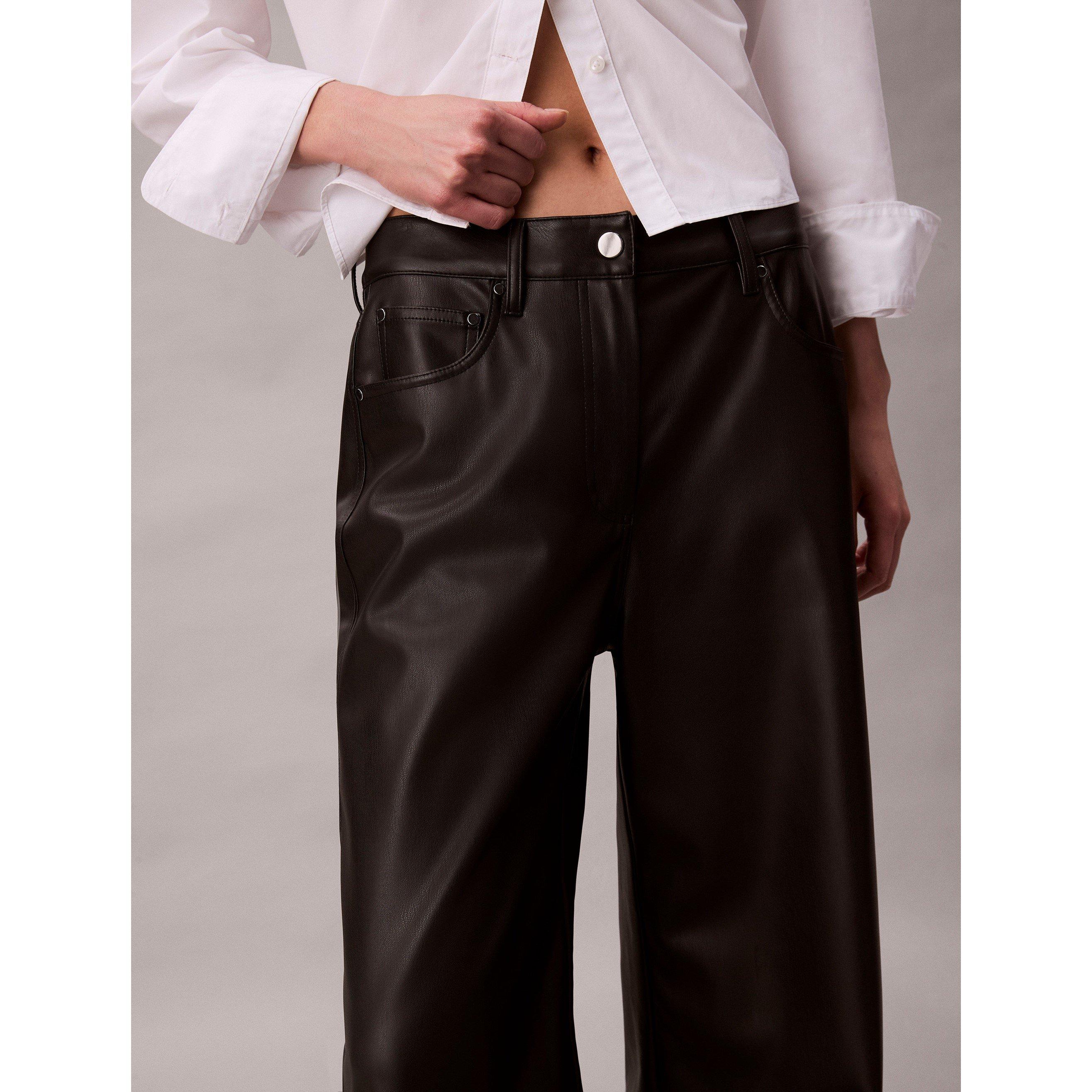 Black - Calvin Klein Jeans - Women's Leather Trousers - 3