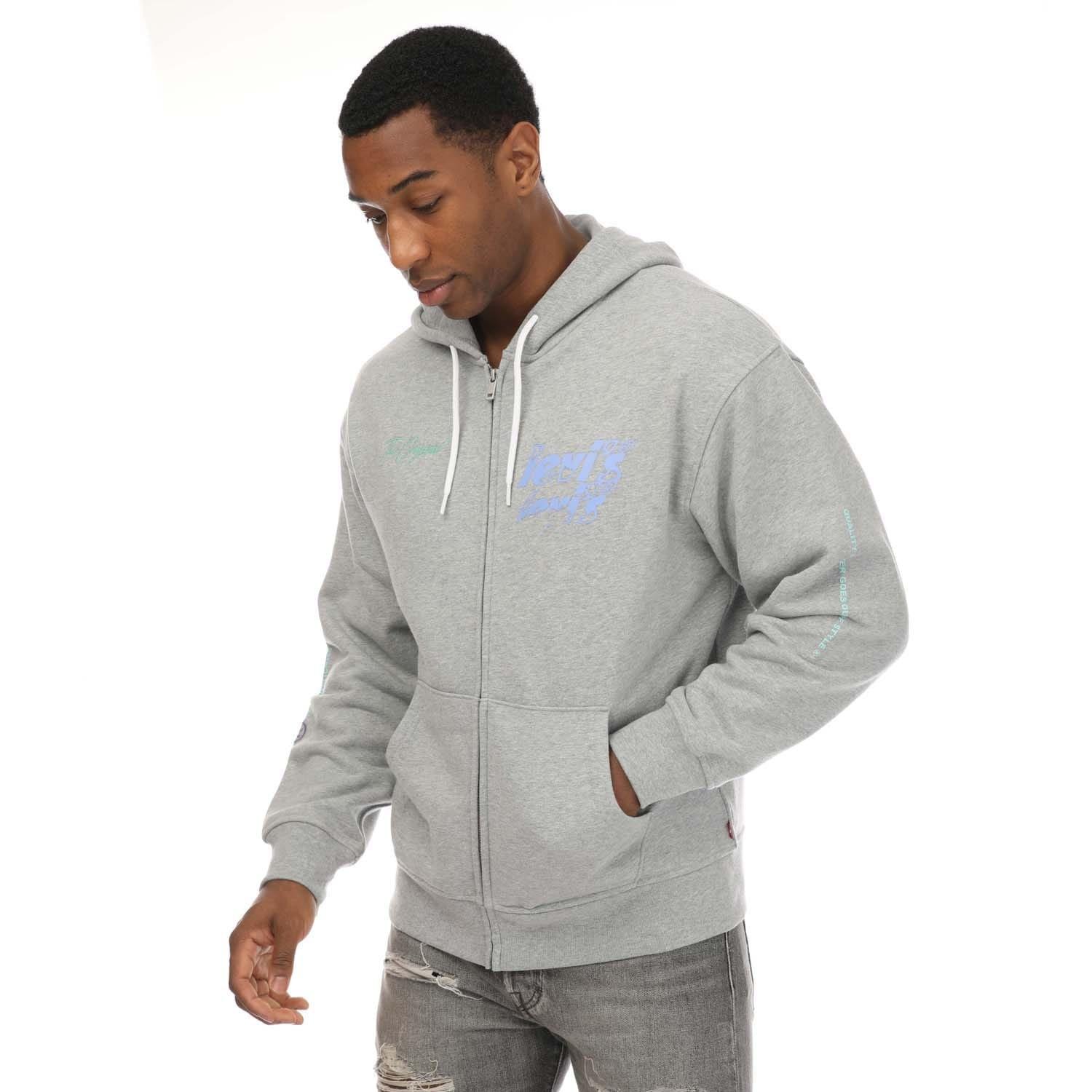 Levis Men's Grey Relaxed Graphic Zip Hoody - M