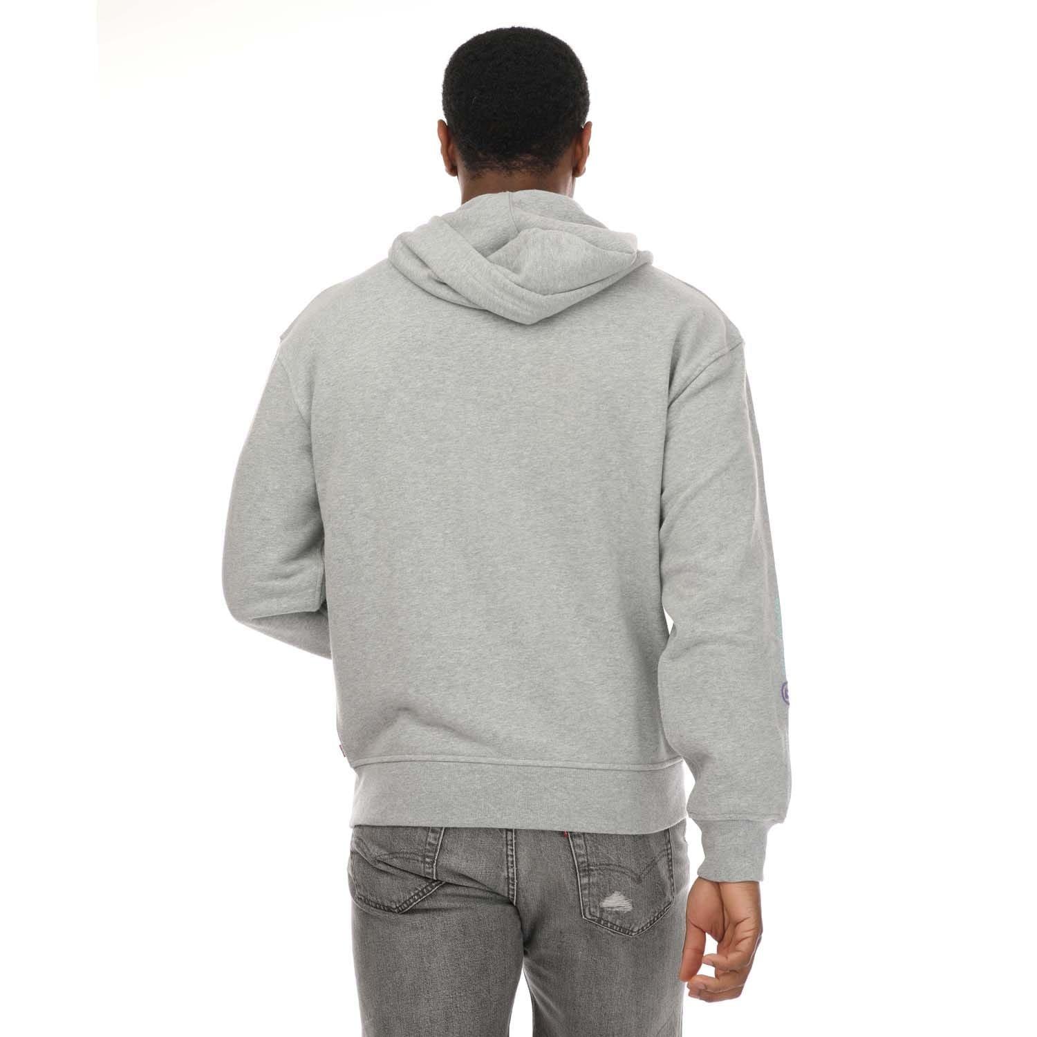 Grey - Levis - Relaxed Graphic Zip Hoody - 2