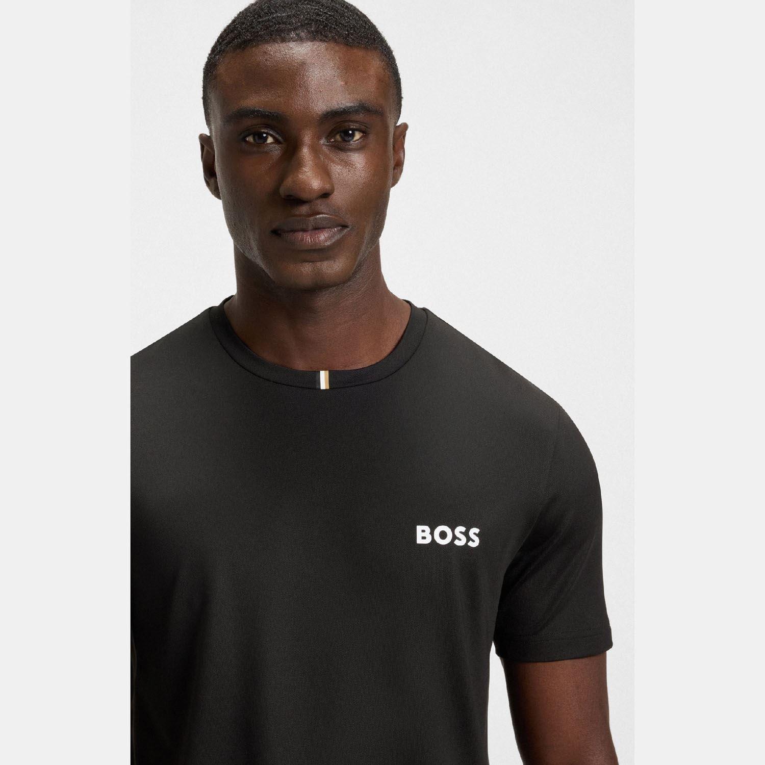 Black - Boss - Odour-Control Slim Fit T-Shirt in Stretch Piqu¿ - 3