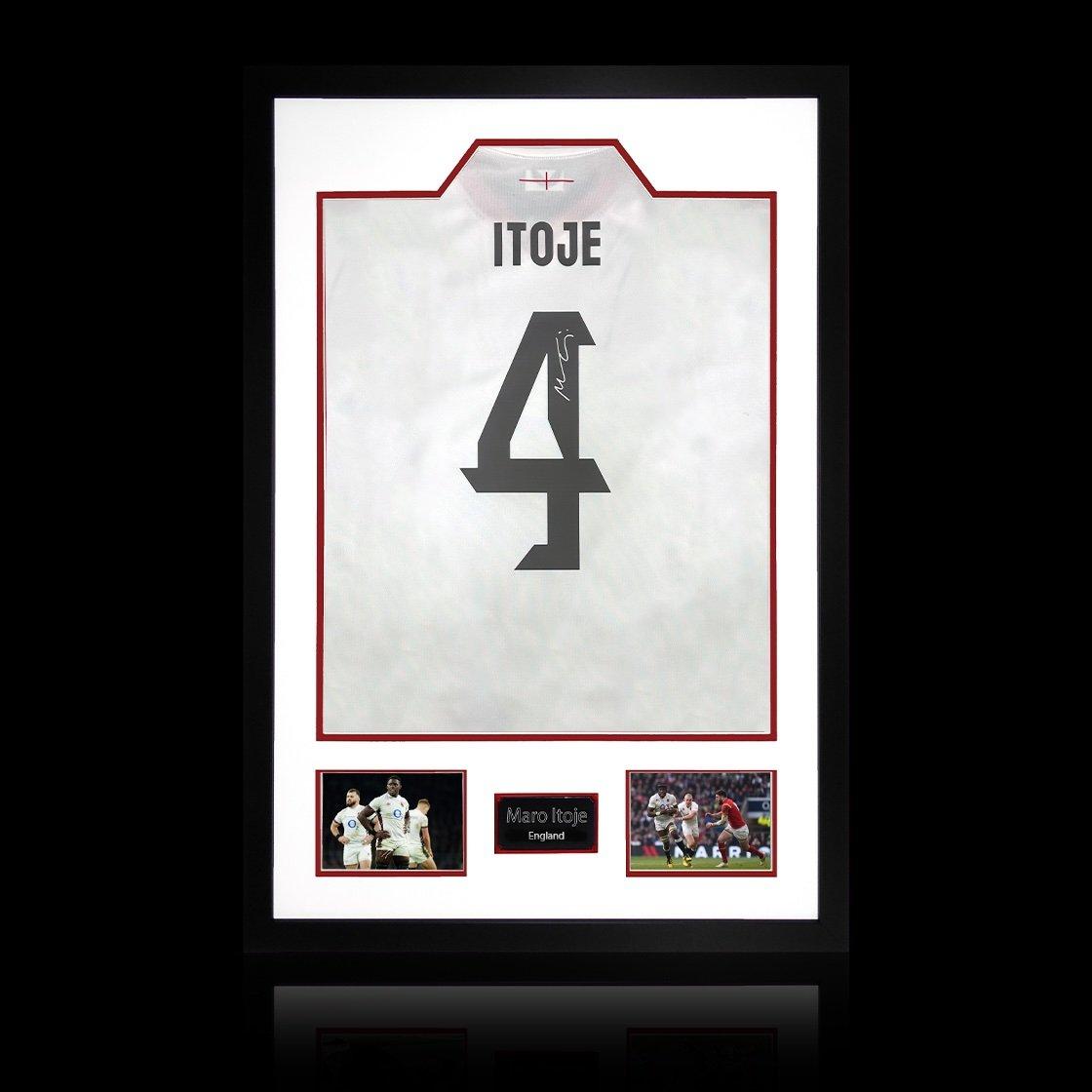 White - The Fan Cave - Maro Itoje Signed England 2025 Shirt Premium Frame