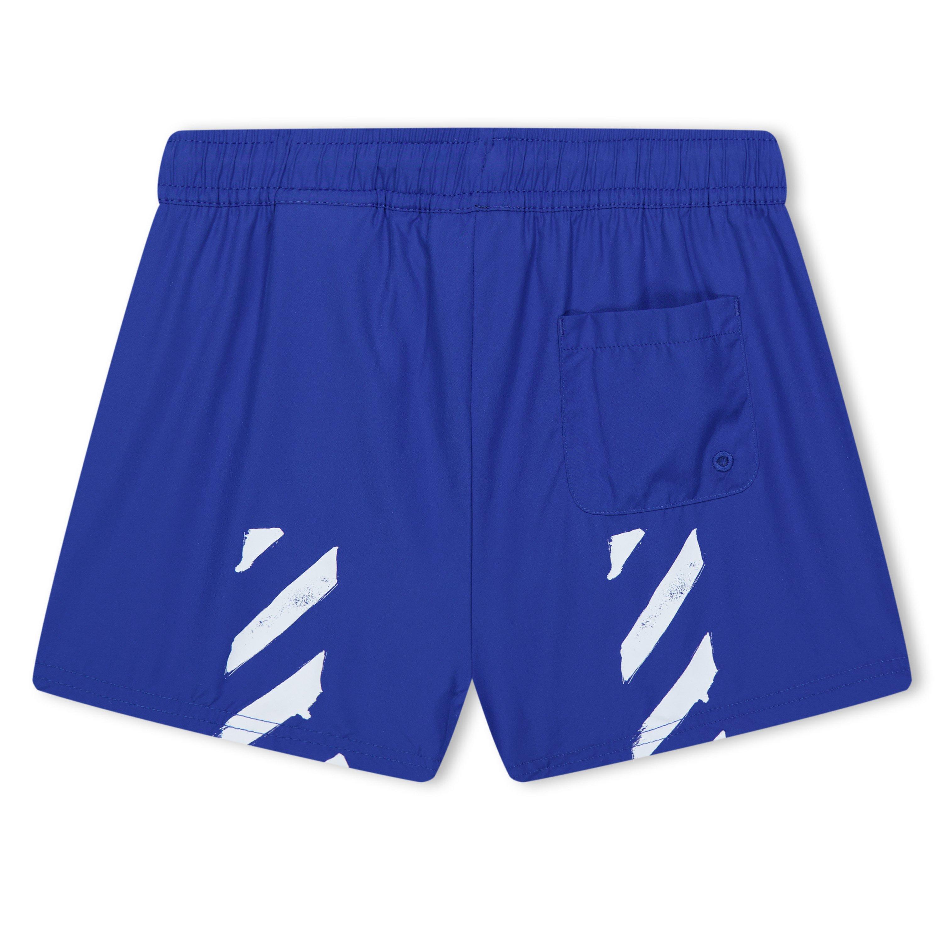 Blue Wht 4501 - Off White - Kids Paint Graphic Swimshorts, Bold Colourway - 2