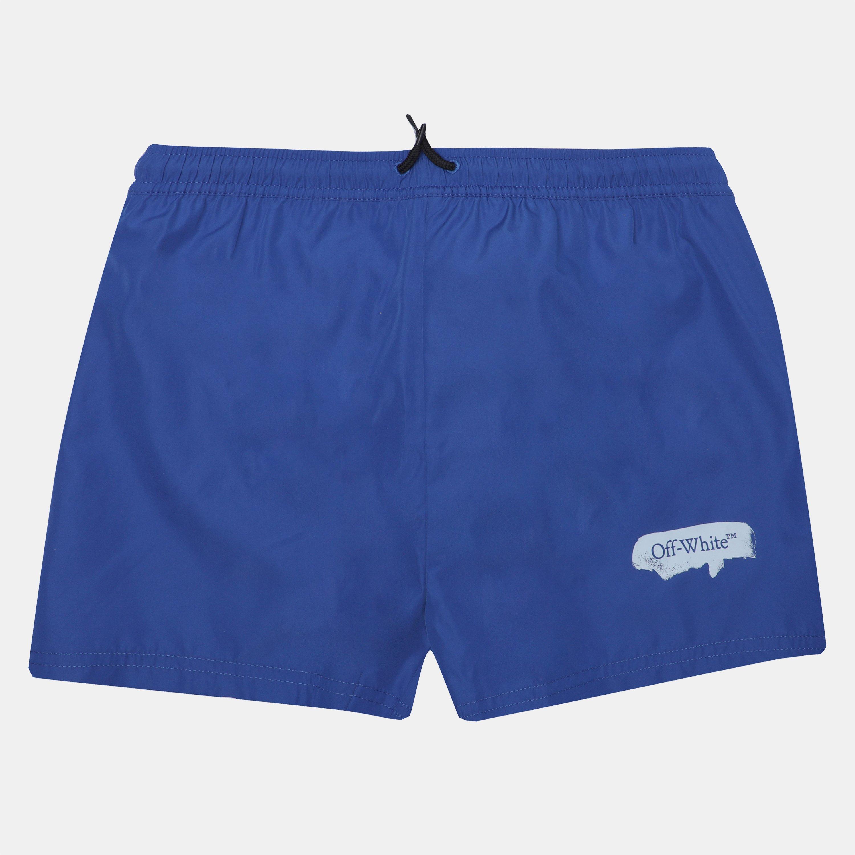 Blue White - Off White - Kids' Paint Graphic Swim Shorts - 1