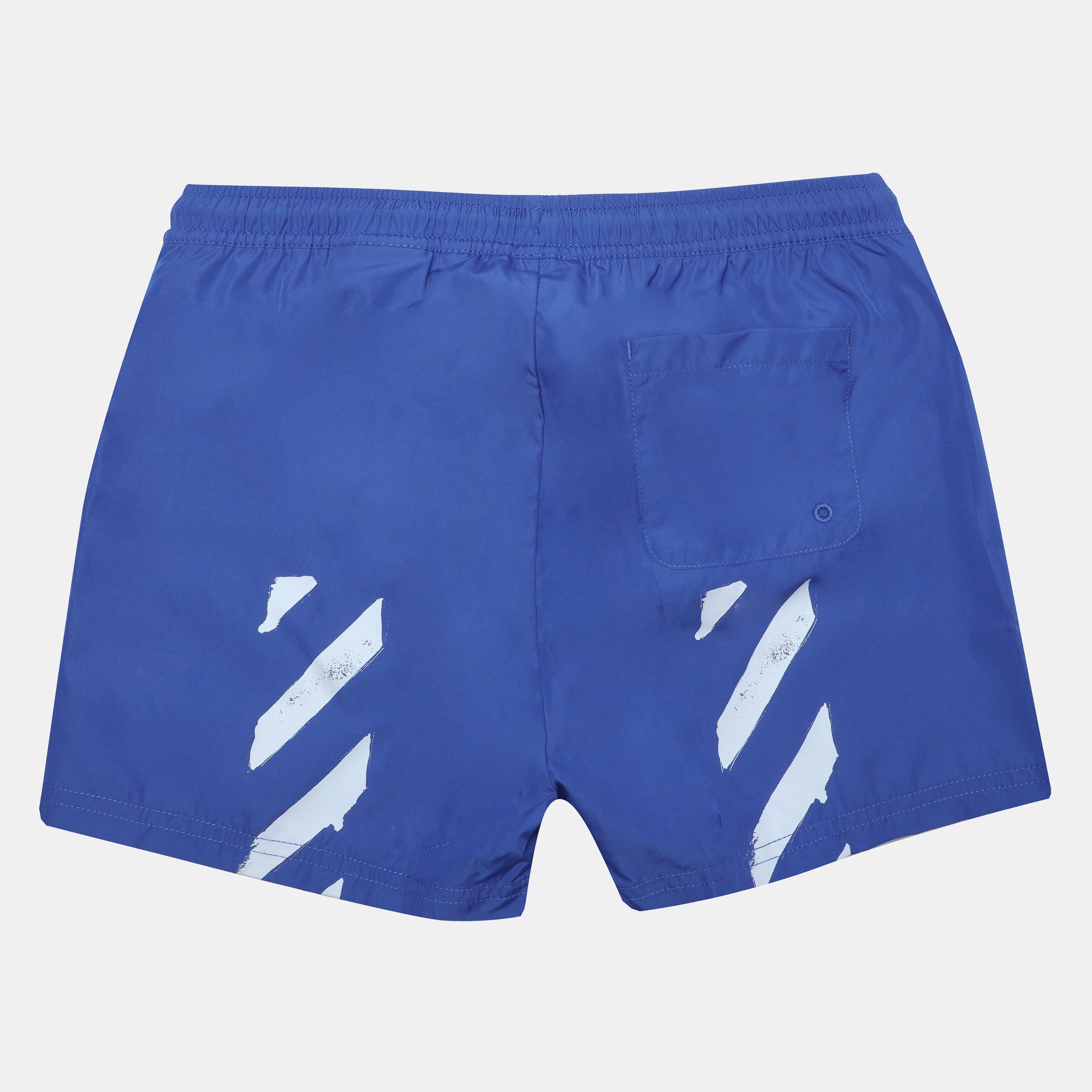 Blue White - Off White - Kids' Paint Graphic Swim Shorts - 2