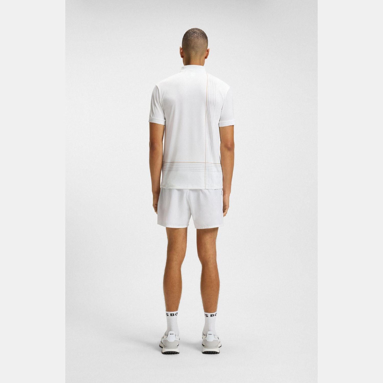 White - Boss - Active Quick Dry Polo Shirt with Check Artwork - 4