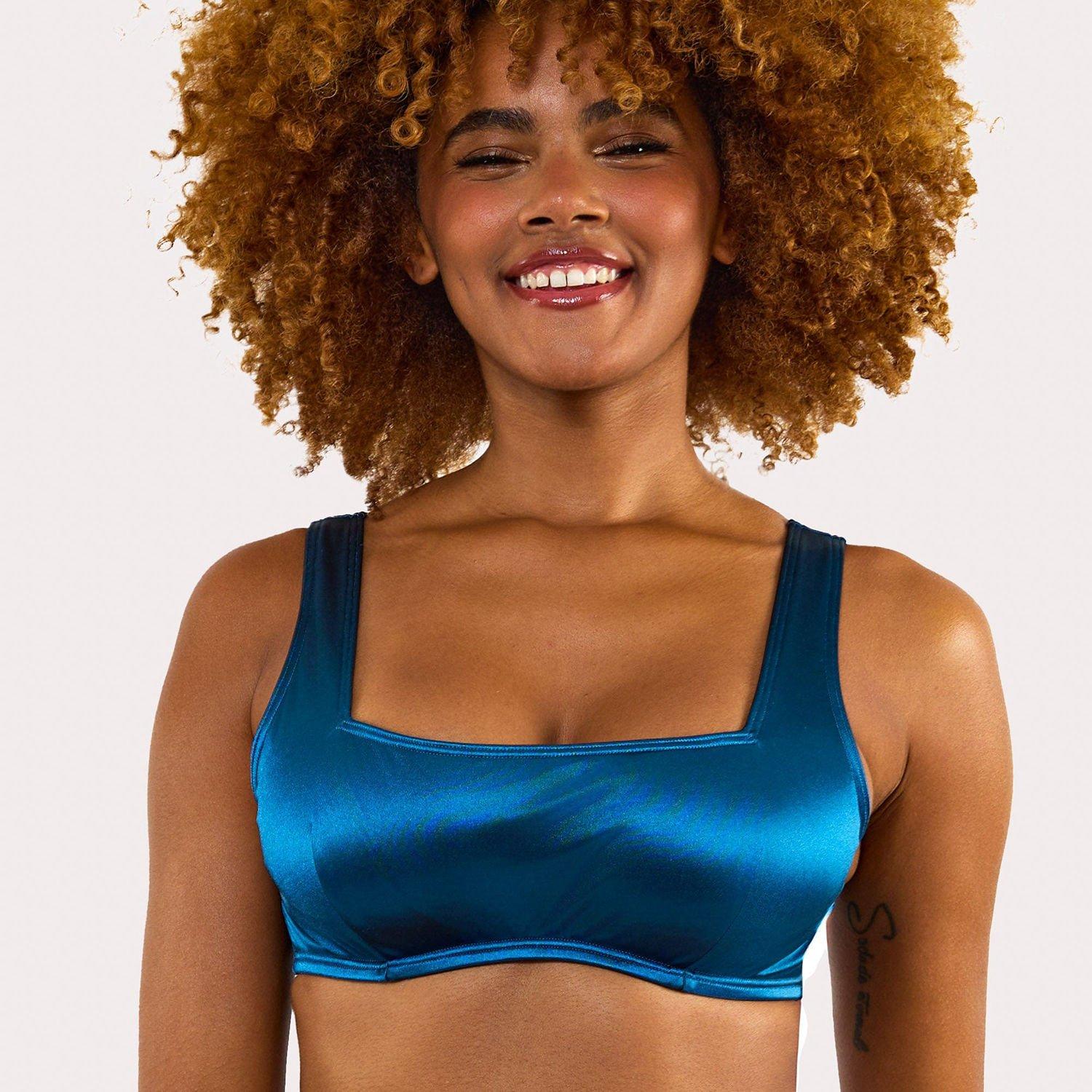 Teal - Wolf and Whistle - Kylie Teal Fuller Bust Square Neck Crop Top - 2