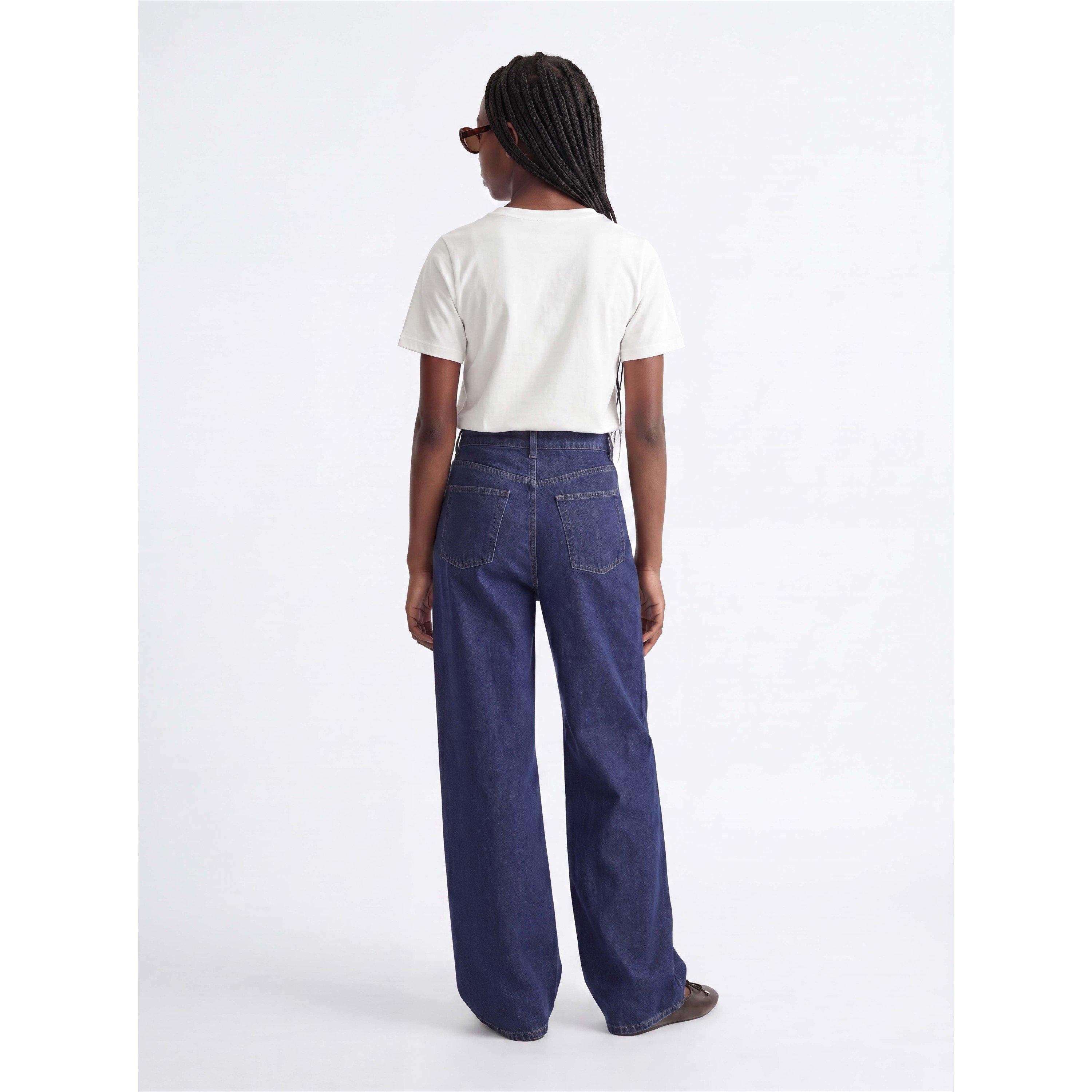 Dunkelblau Denim - JJXX - Kids' Tokyo Cotton High-Waisted Wide-Leg Jeans - 7