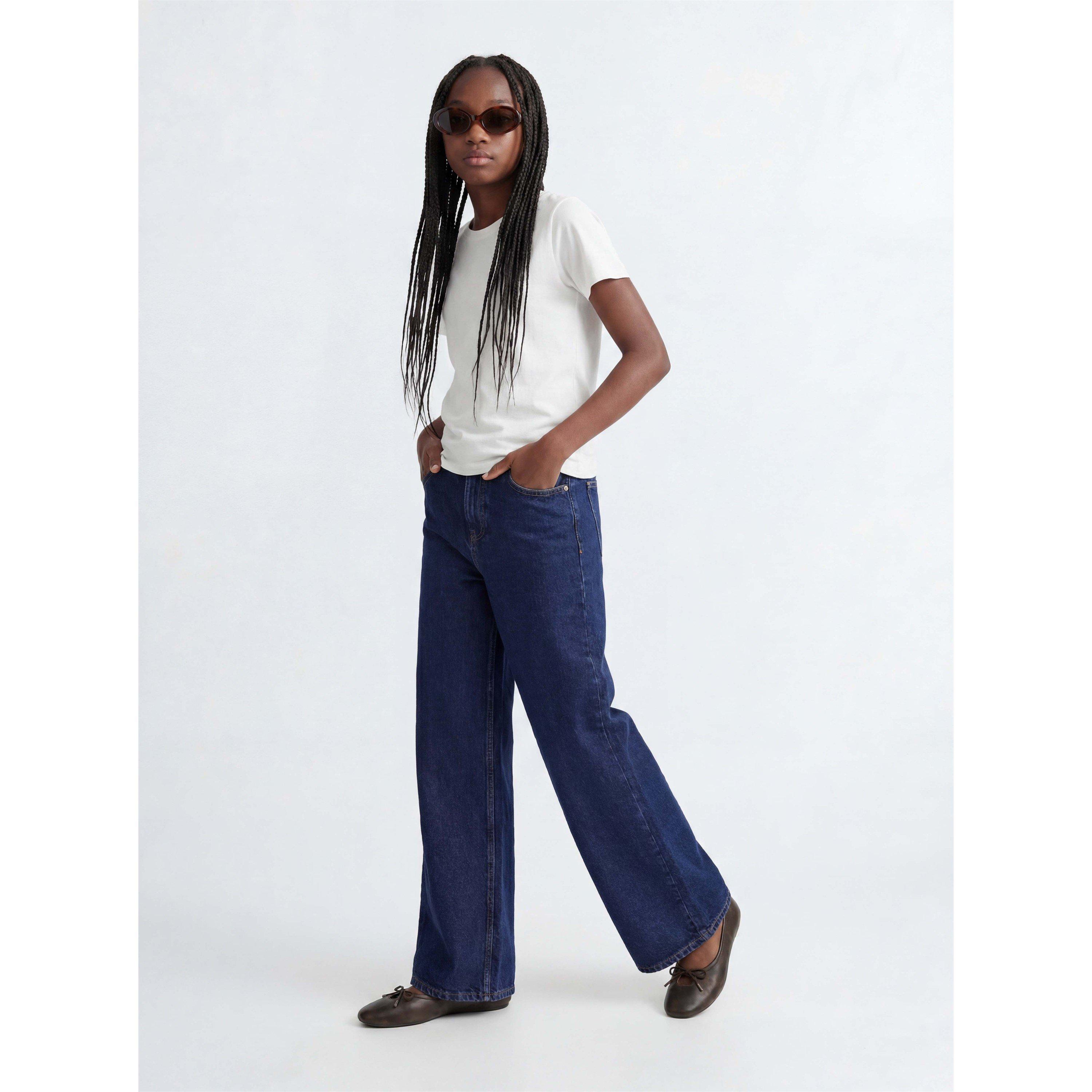Dunkelblau Denim - JJXX - Kids' Tokyo Cotton High-Waisted Wide-Leg Jeans - 8
