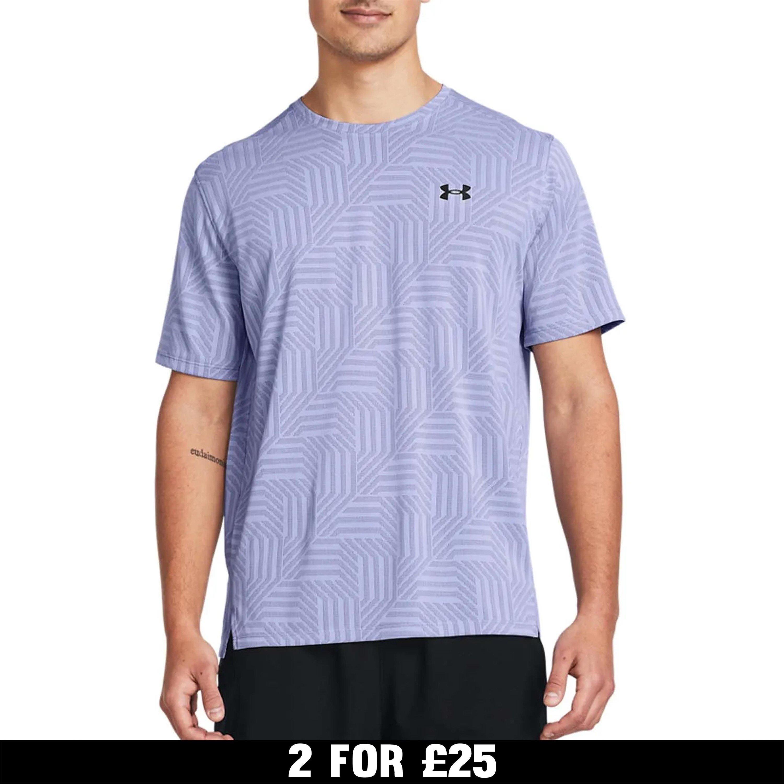 Purple - Under Armour - Tech Vent Geotessa Short Sleeve T-Shirt - 1