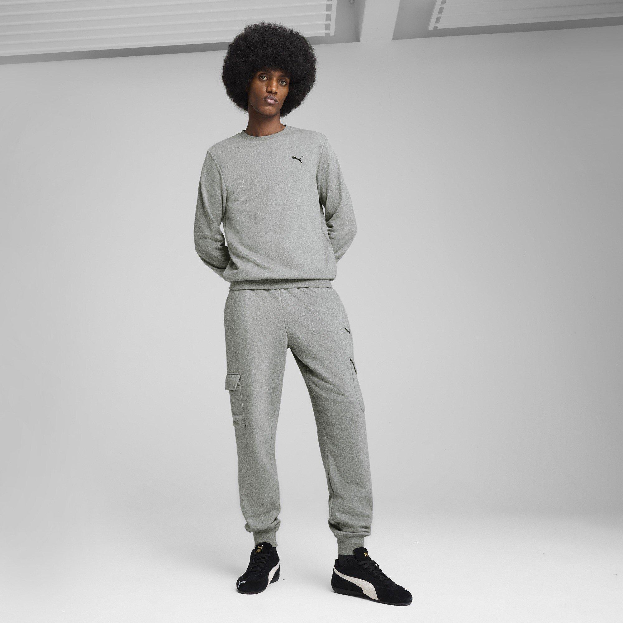 Grey - Puma - Small Logo Fleece Cargo Pants - 5