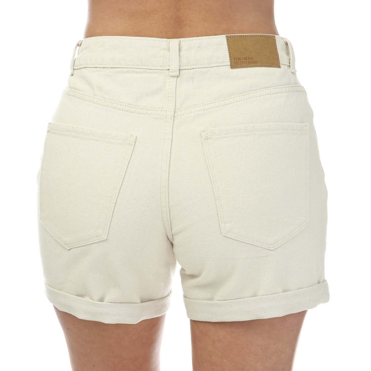Ecru - Vero Moda - Zuri High Rise Loose Denim Shorts - 2