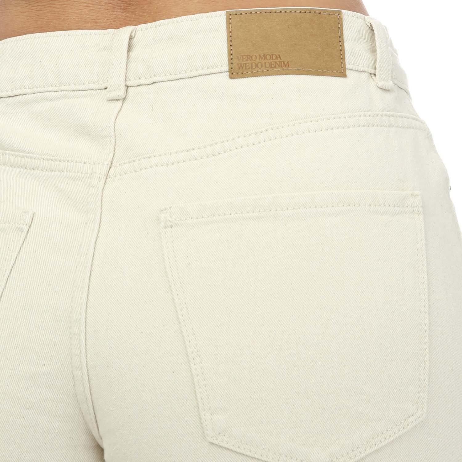 Ecru - Vero Moda - Zuri High Rise Loose Denim Shorts - 3