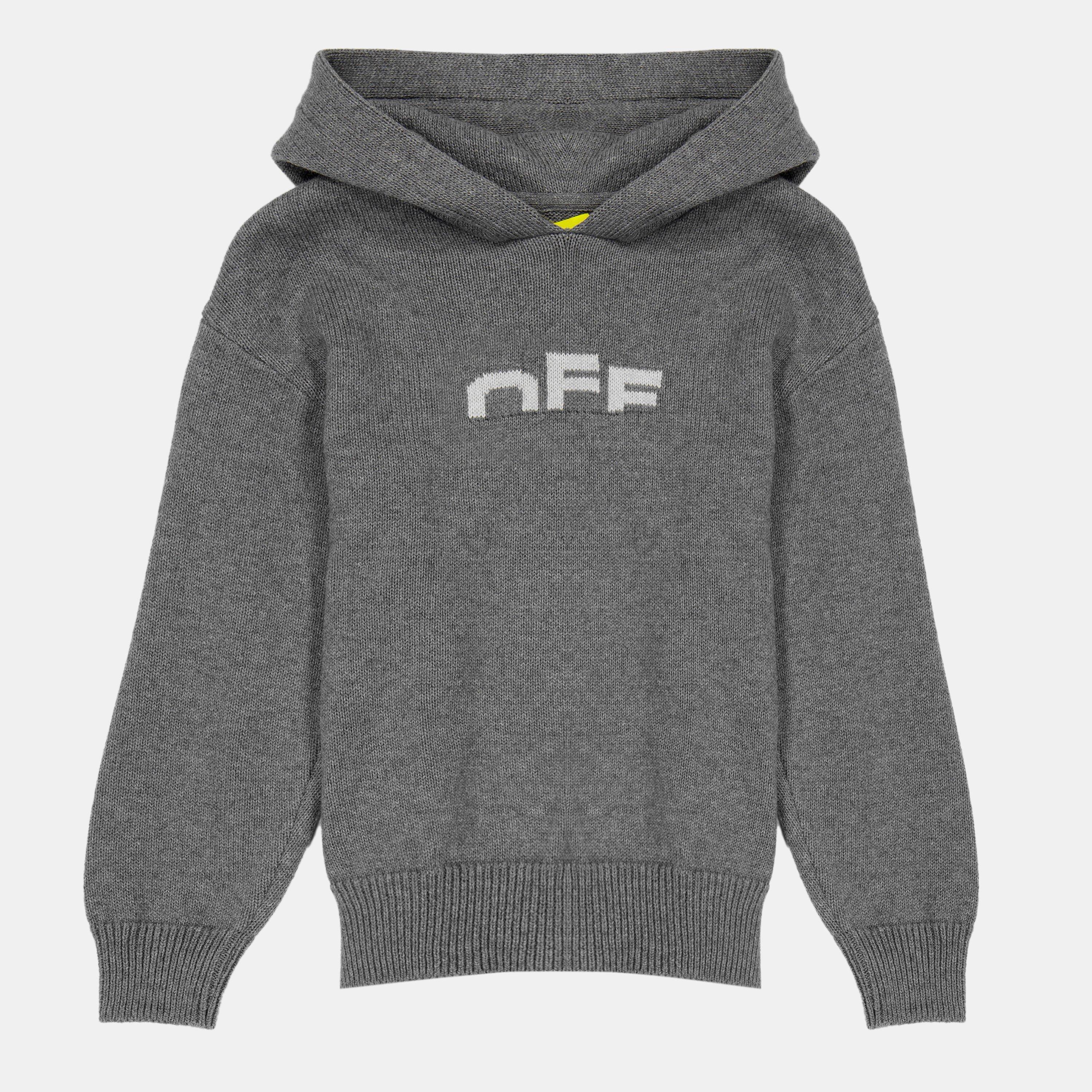 Grey 0705 - Off White - Unisex Kids' Knitted Hoodie - 1