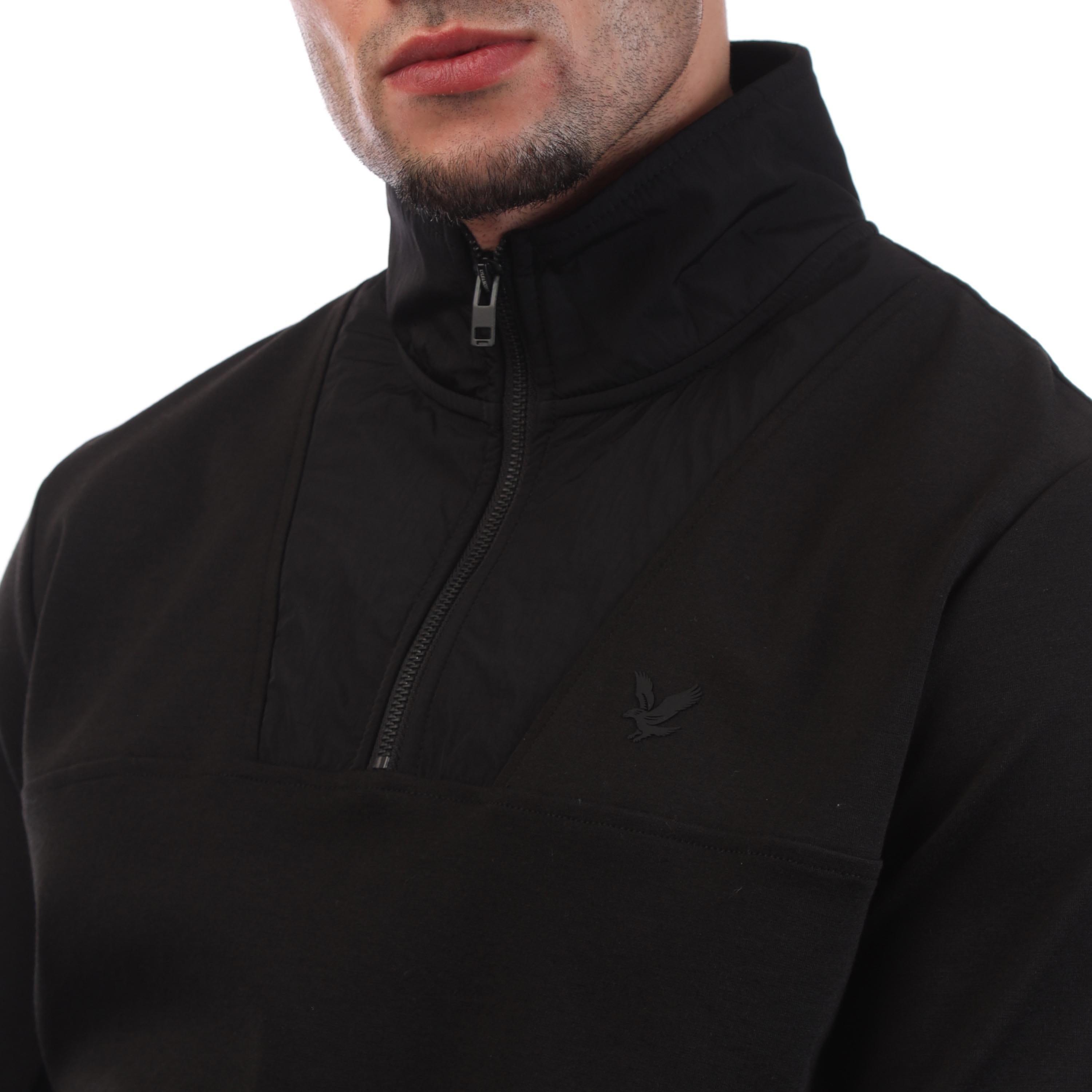 Black - Lyle and Scott - Panelled Hybrid Quarter Zip - 3