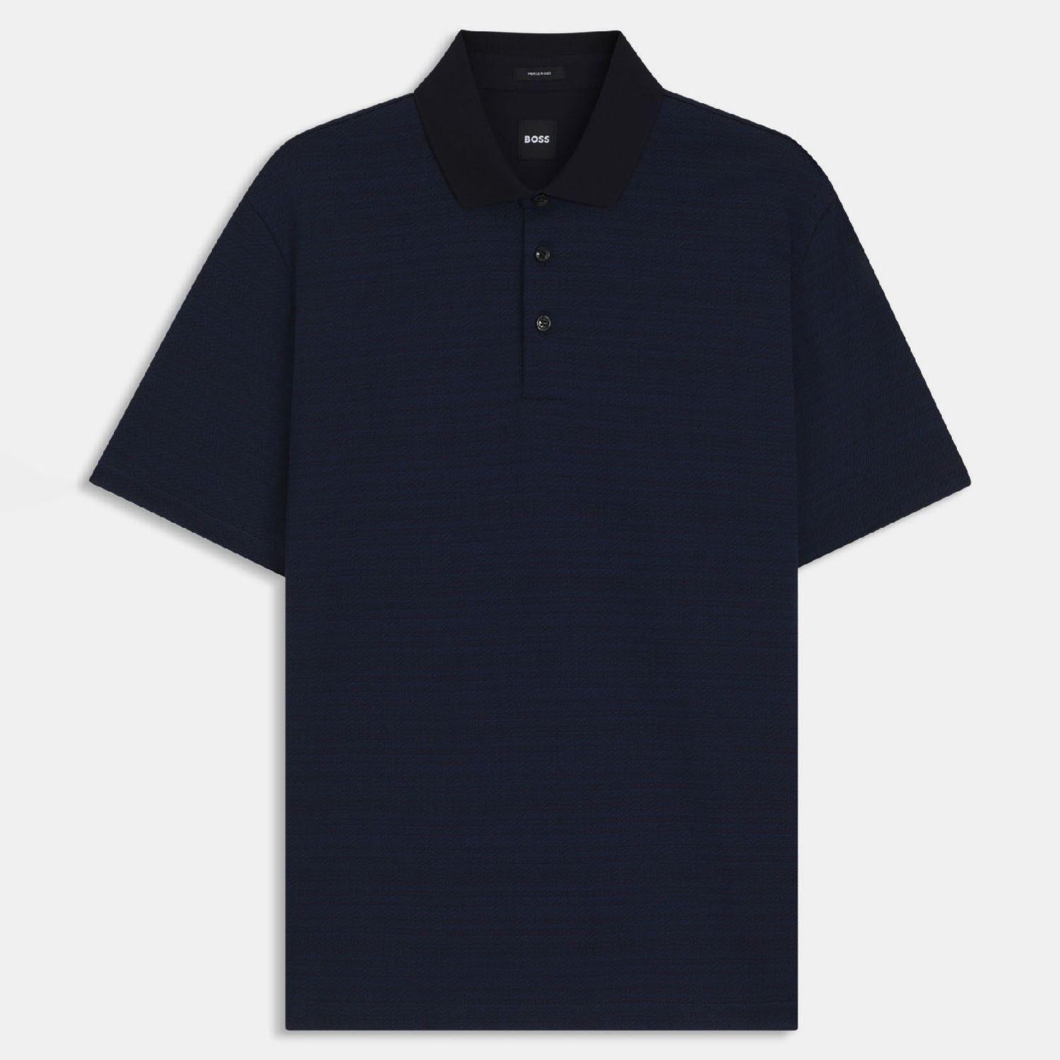 Dark Blue - Boss - H-Parris 102 Mercerised Cotton Polo Shirt - 1