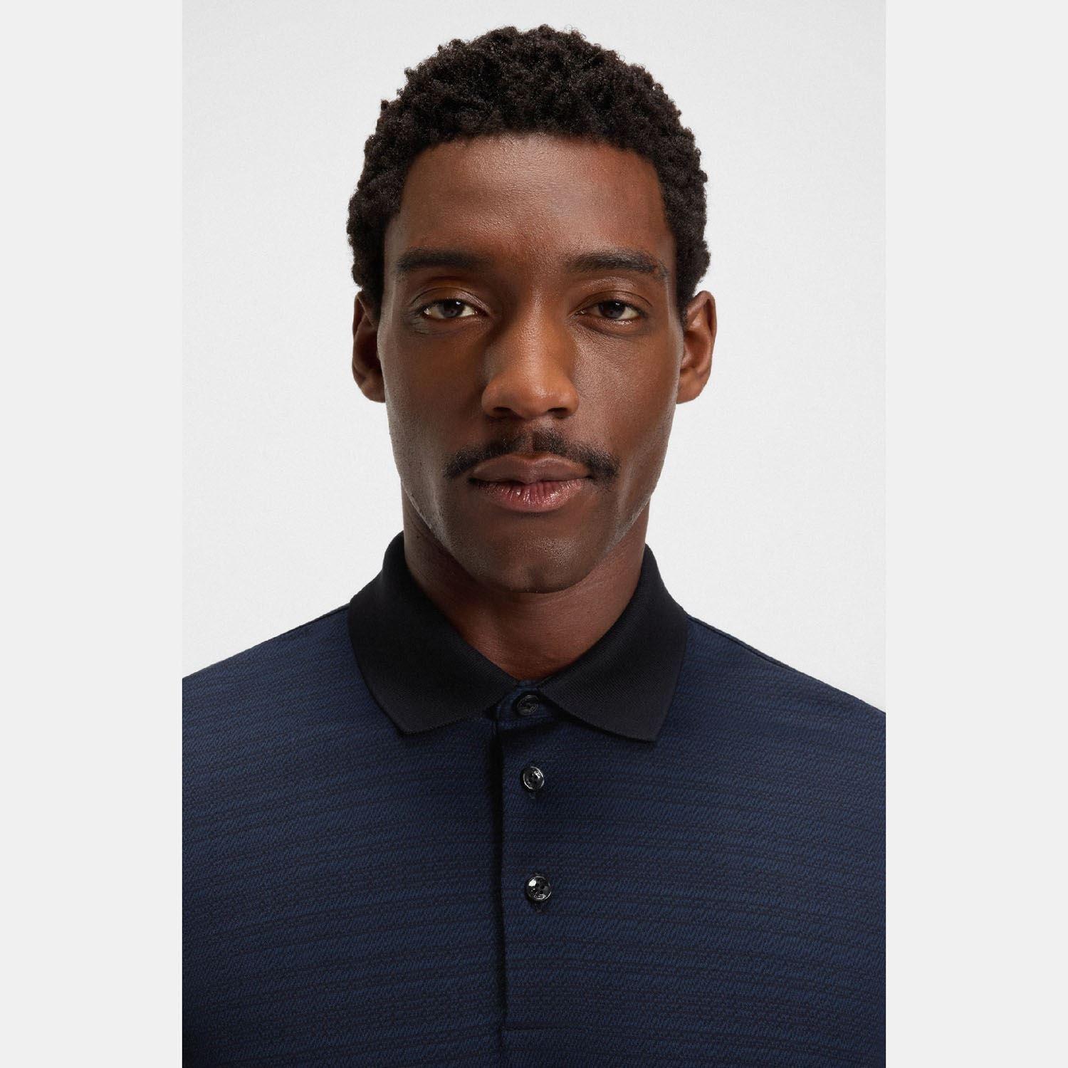 Dark Blue - Boss - H-Parris 102 Mercerised Cotton Polo Shirt - 3