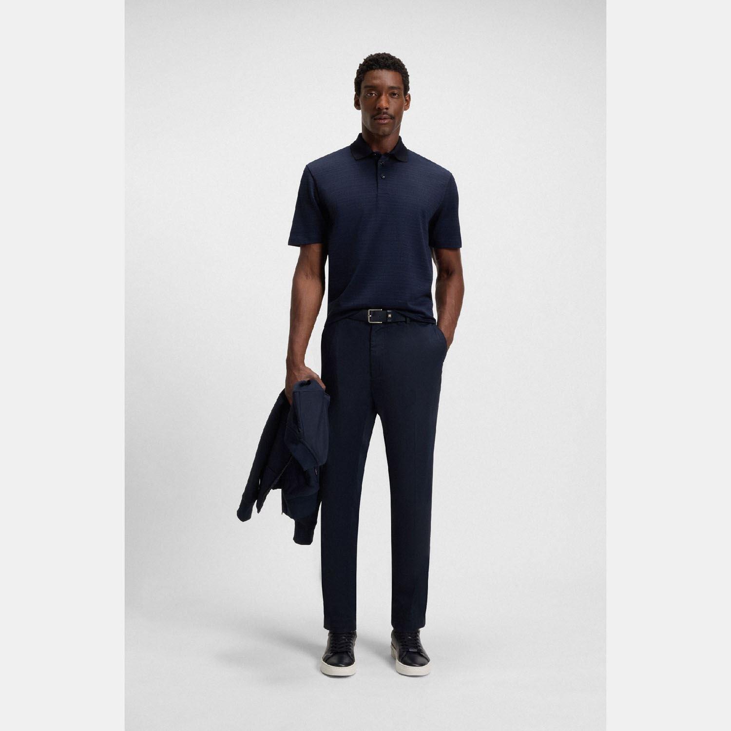 Dark Blue - Boss - H-Parris 102 Mercerised Cotton Polo Shirt - 4