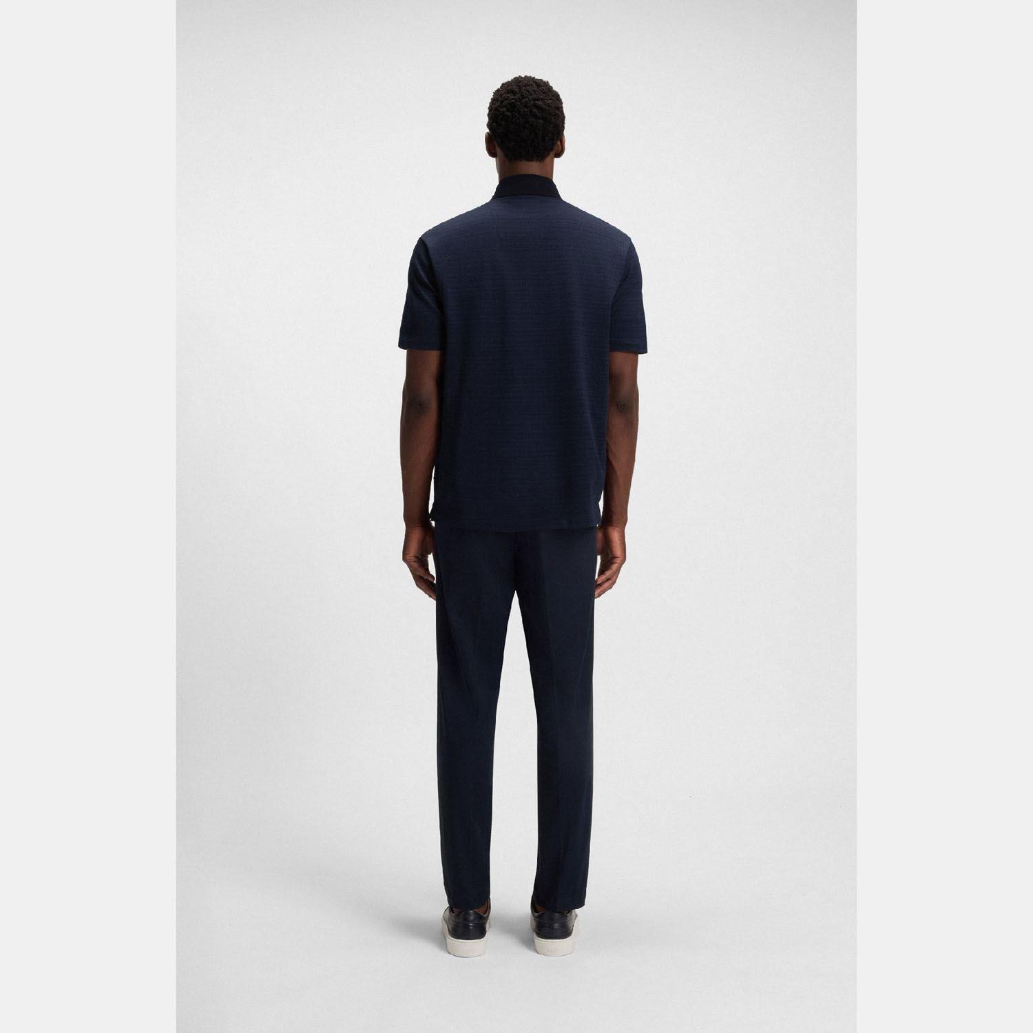 Dark Blue - Boss - H-Parris 102 Mercerised Cotton Polo Shirt - 5