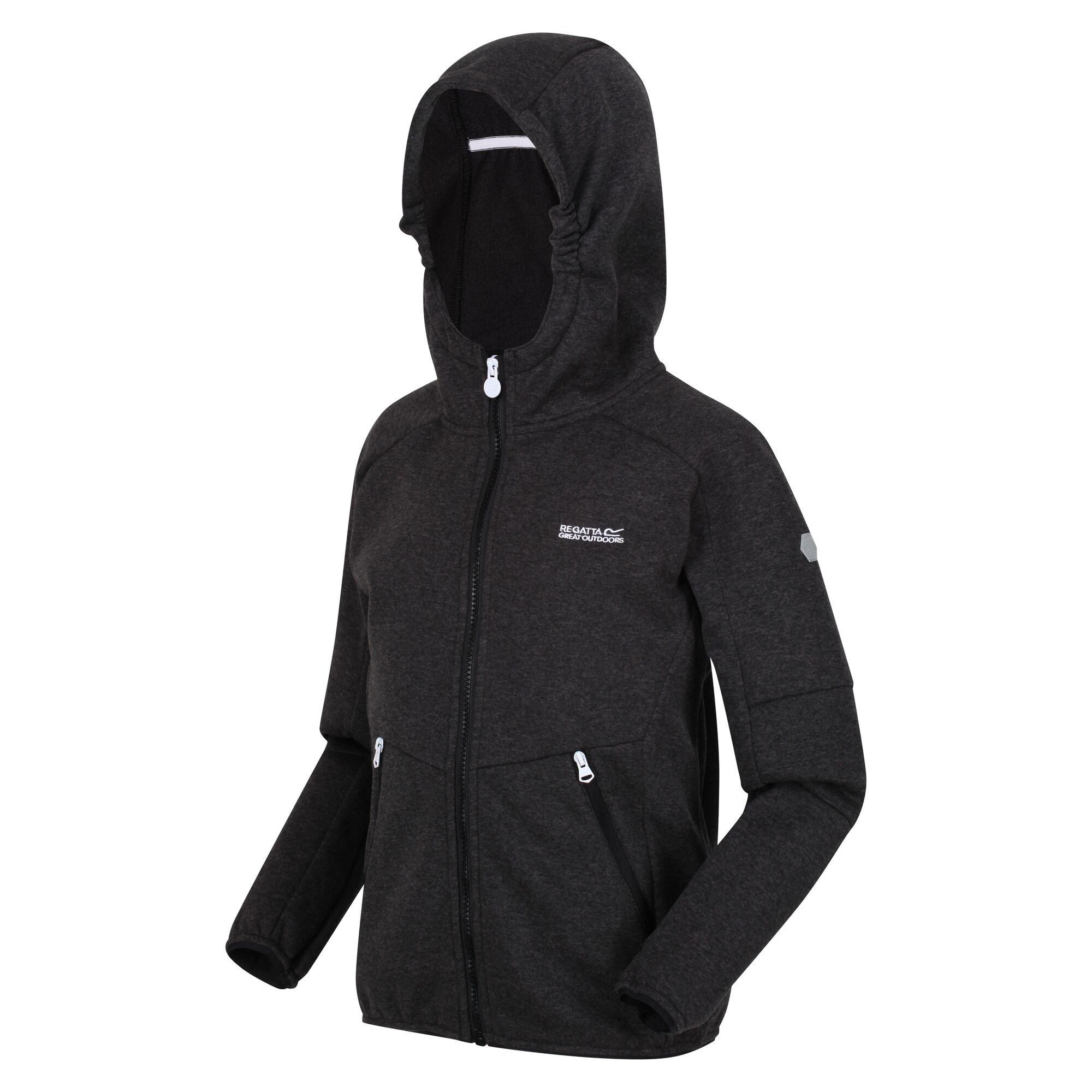 Black - Regatta - Unisex Kids' Maxwell Reflective Hooded Softshell Jacket - 1