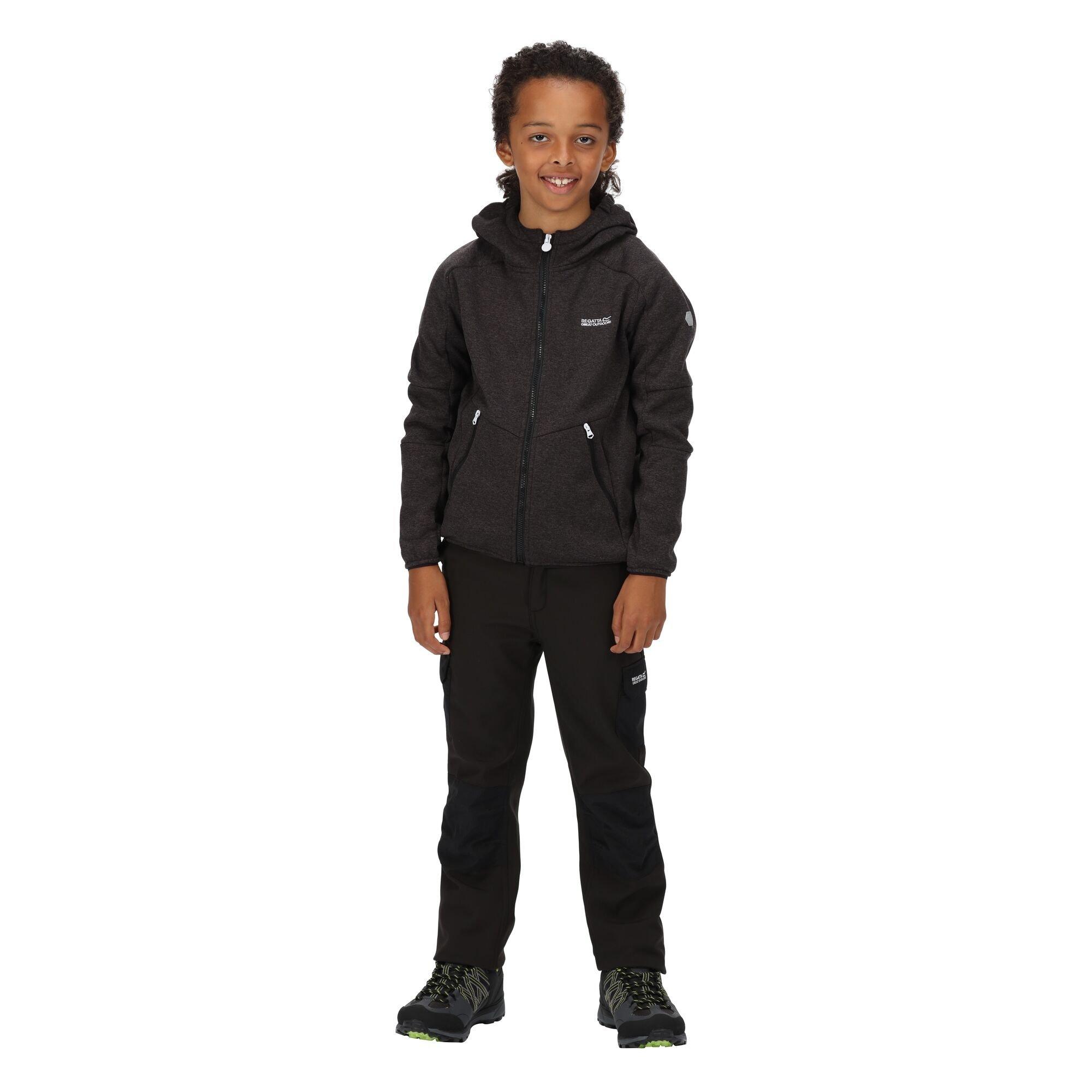 Black - Regatta - Unisex Kids' Maxwell Reflective Hooded Softshell Jacket - 7