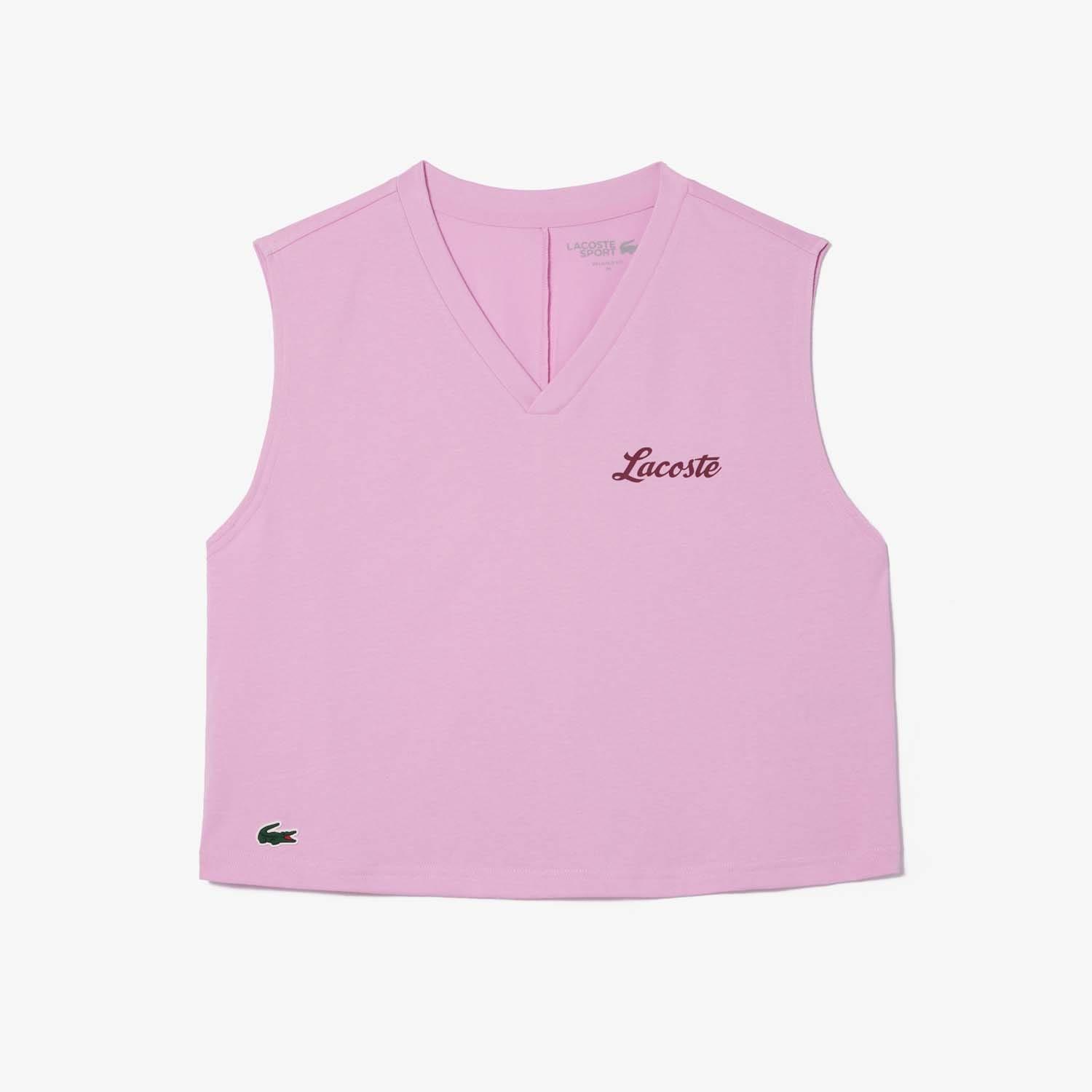 Pink - Lacoste - Ultra Dry Cotton Sport Crop Top - 1