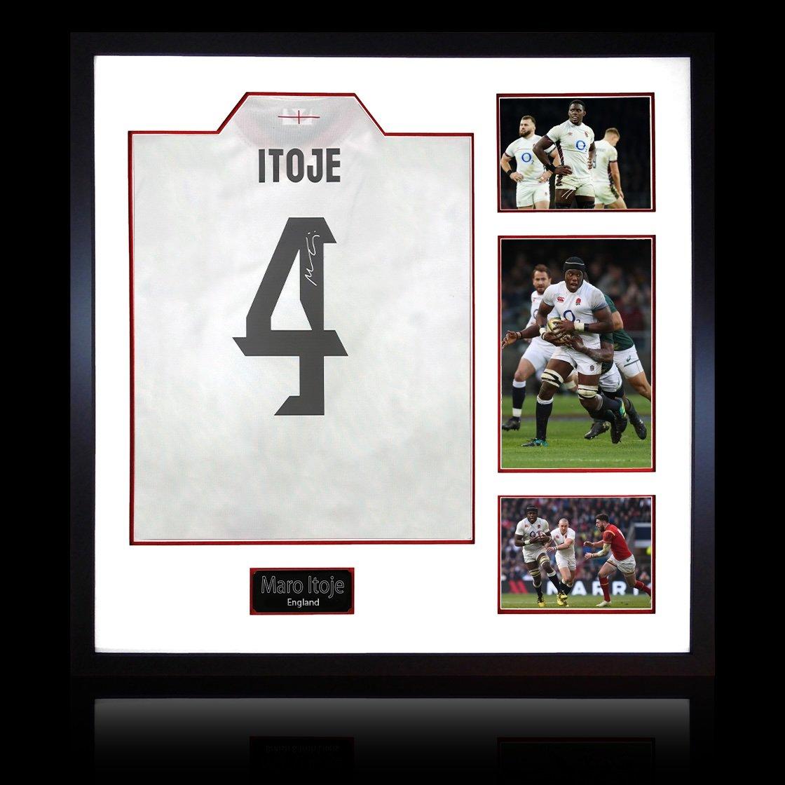 White - The Fan Cave - Maro Itoje Signed England 2025 Shirt Elite Frame