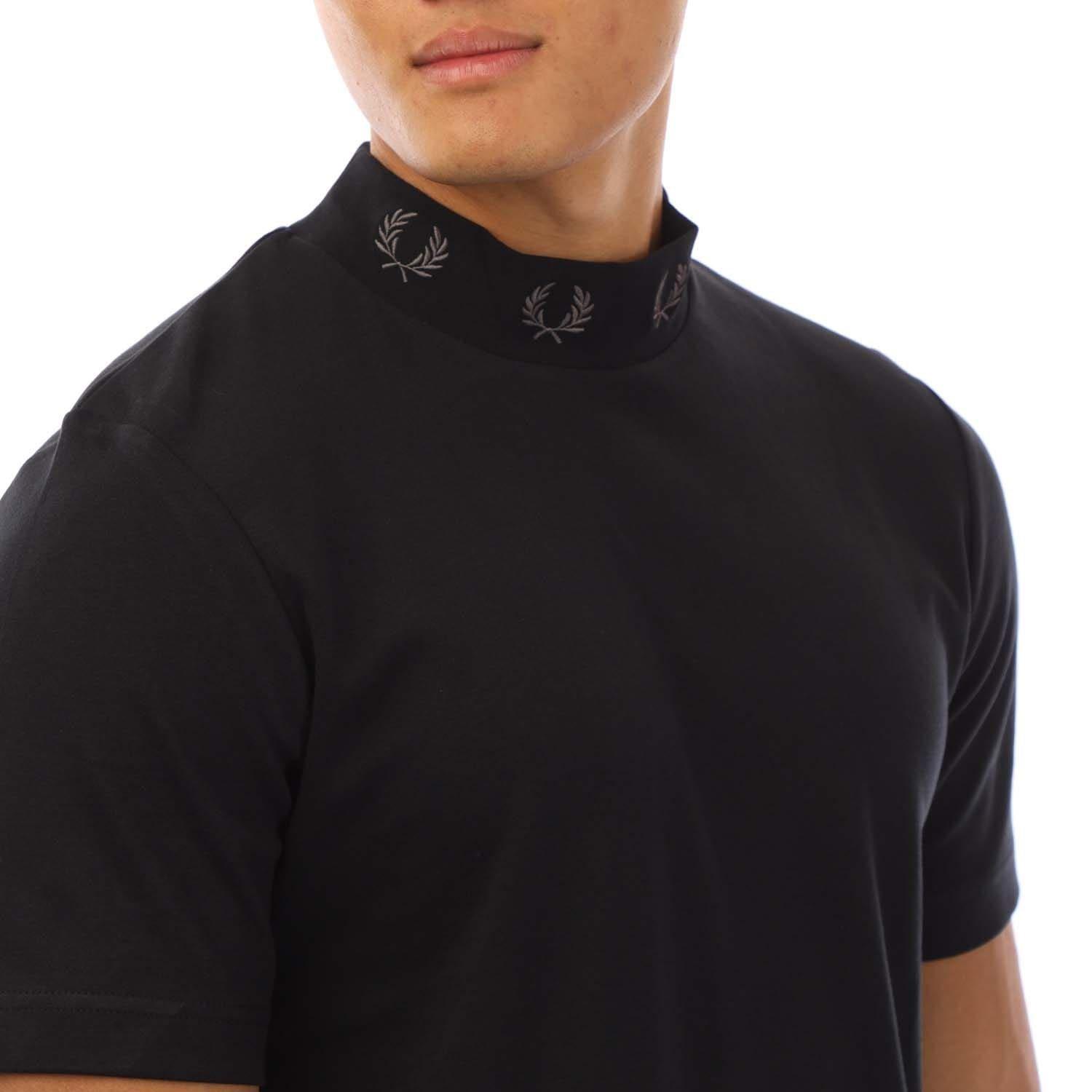 Black - Fred Perry - Laurel Wreath High Neck T-Shirt - 2