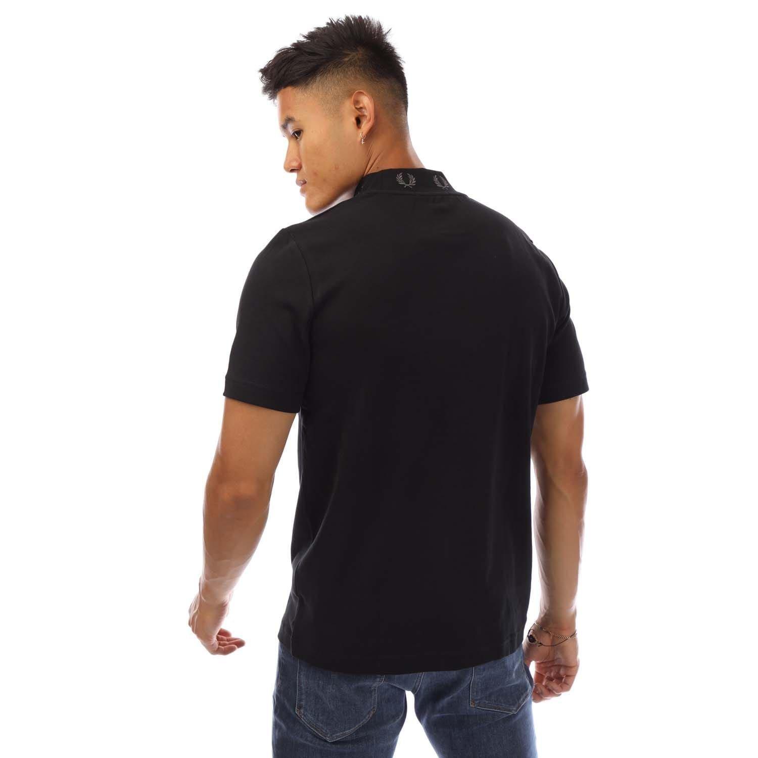 Black - Fred Perry - Laurel Wreath High Neck T-Shirt - 3