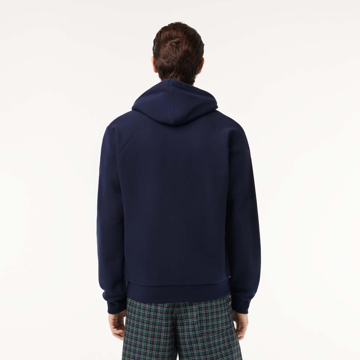 Navy - Lacoste - Heritage Badge Fleece Hoodie - 2