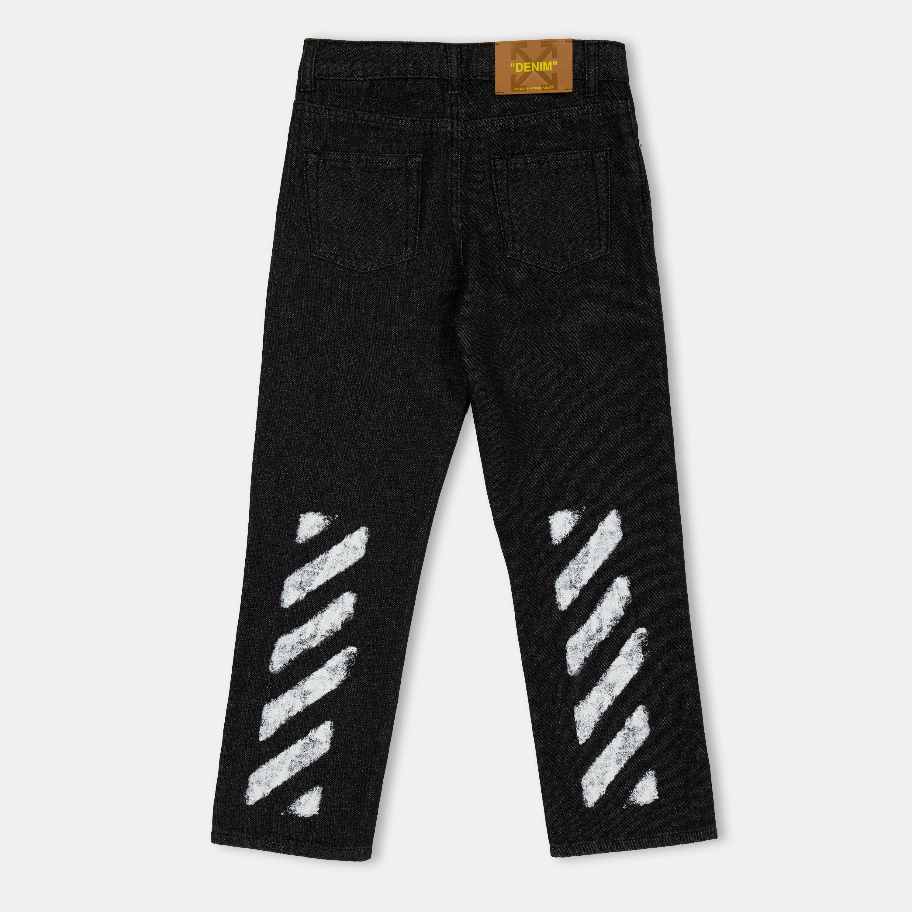Black 1001 - Off White - Unisex Kids' Wide Leg Jeans - 2