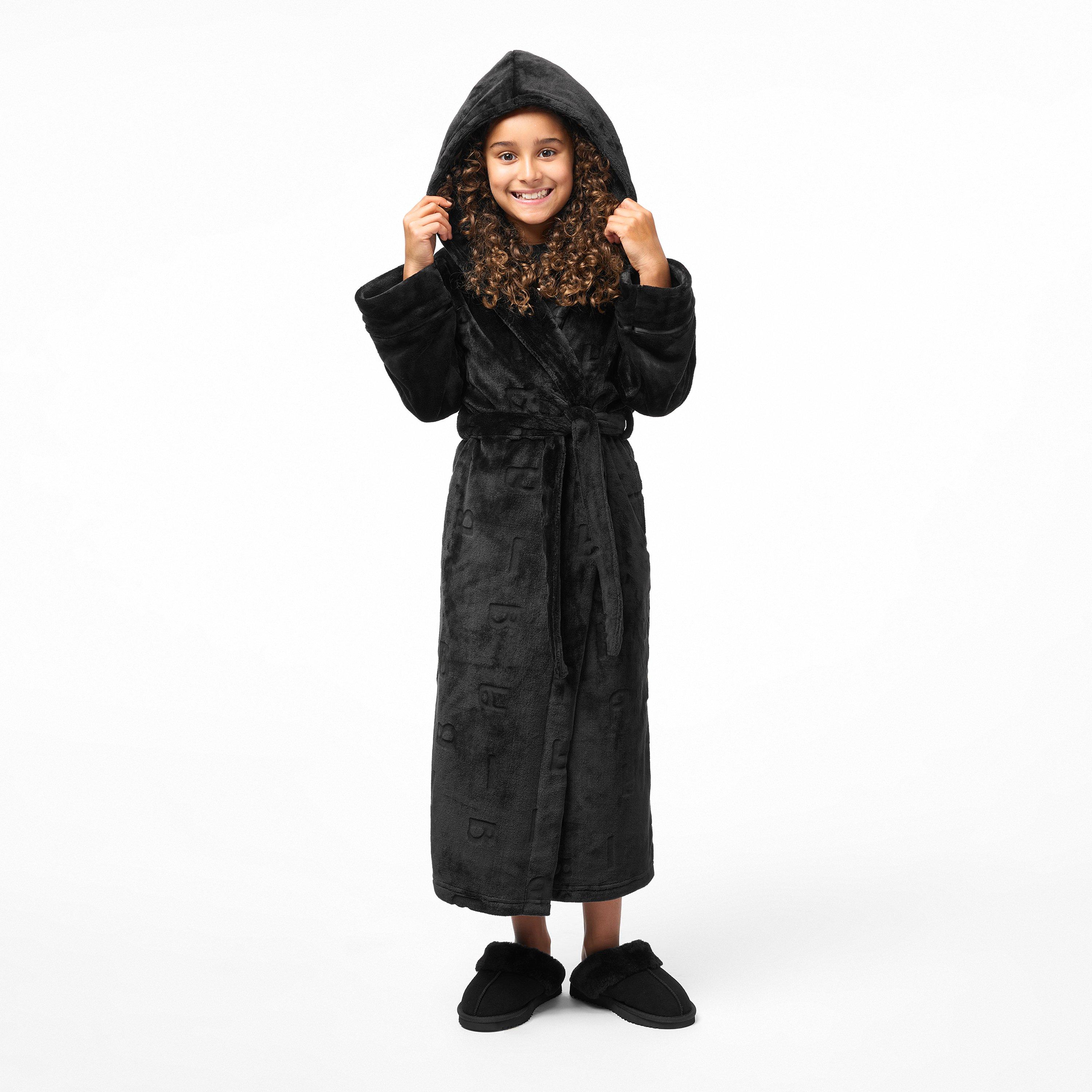 Biba Girls Junior Cosy Robe - Black - Age 7-8