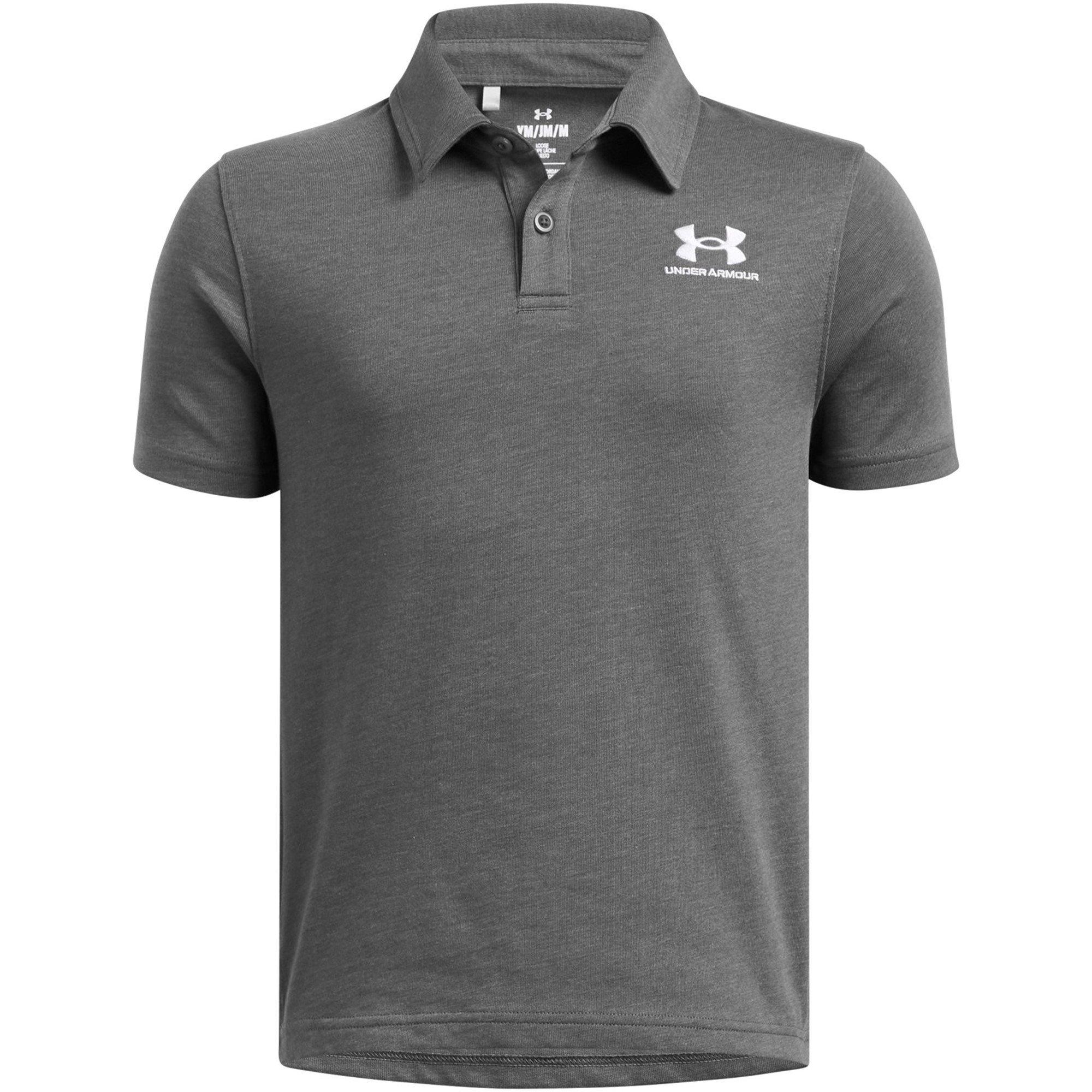 Under Armour Boys Kids' Icon Short-Sleeve Performance Polo Shirt - Light Heather - 13 (XL)