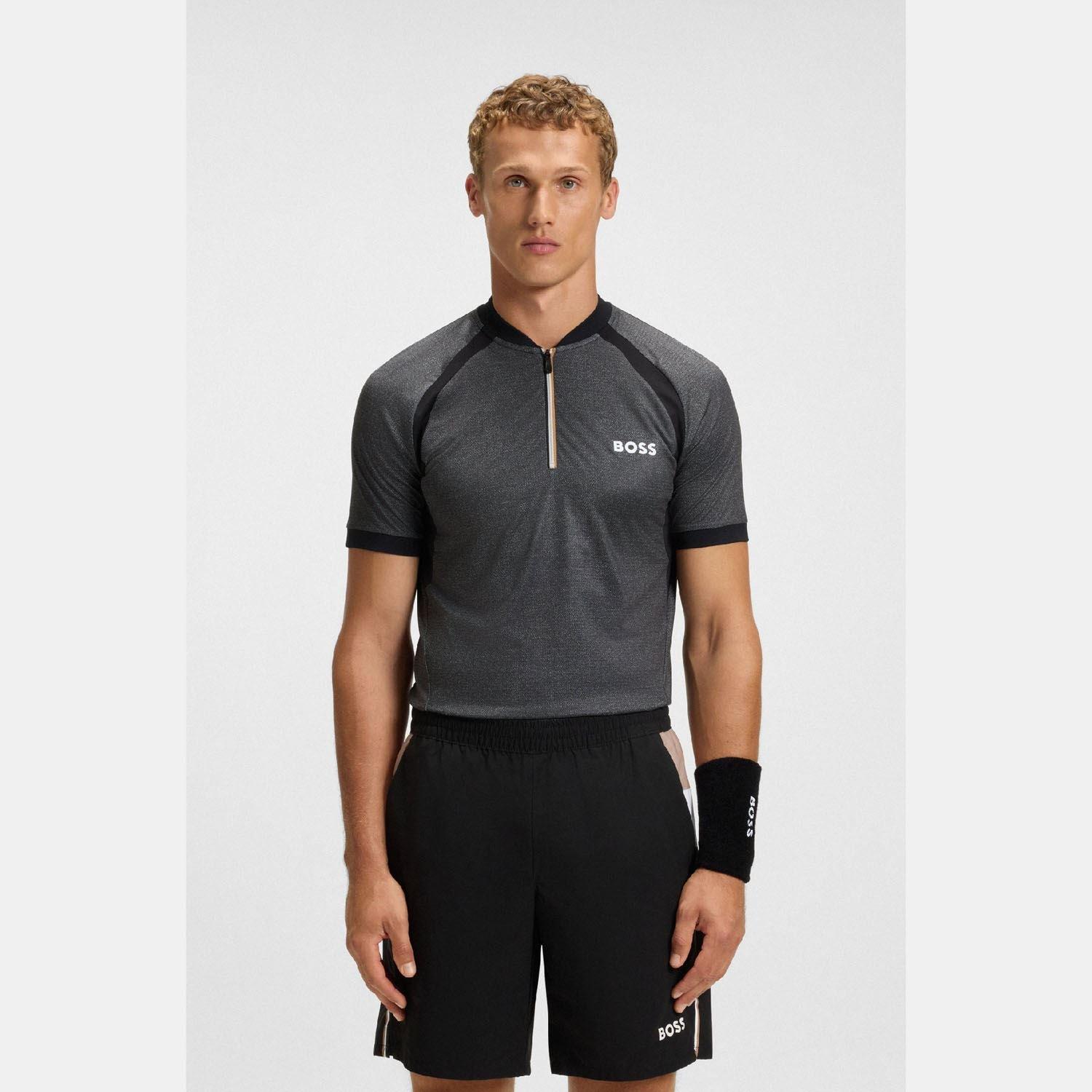 Black - Boss - PL_TOC Matchball Zip-Neck Mesh Polo Shirt - 2