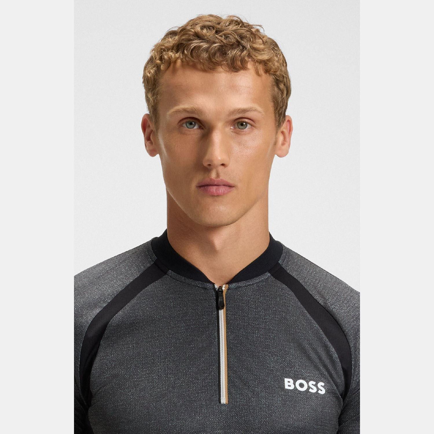 Black - Boss - PL_TOC Matchball Zip-Neck Mesh Polo Shirt - 3