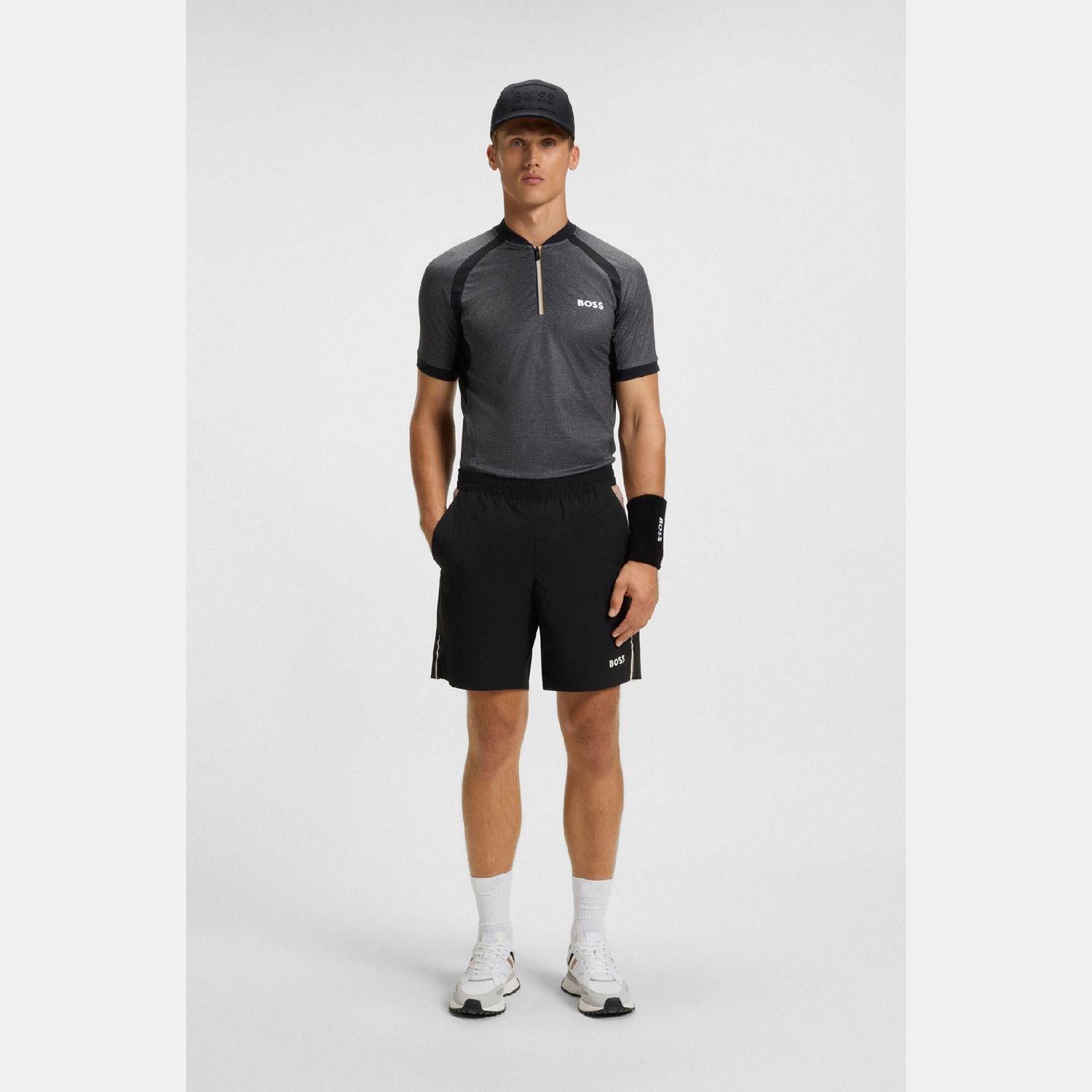 Black - Boss - PL_TOC Matchball Zip-Neck Mesh Polo Shirt - 4