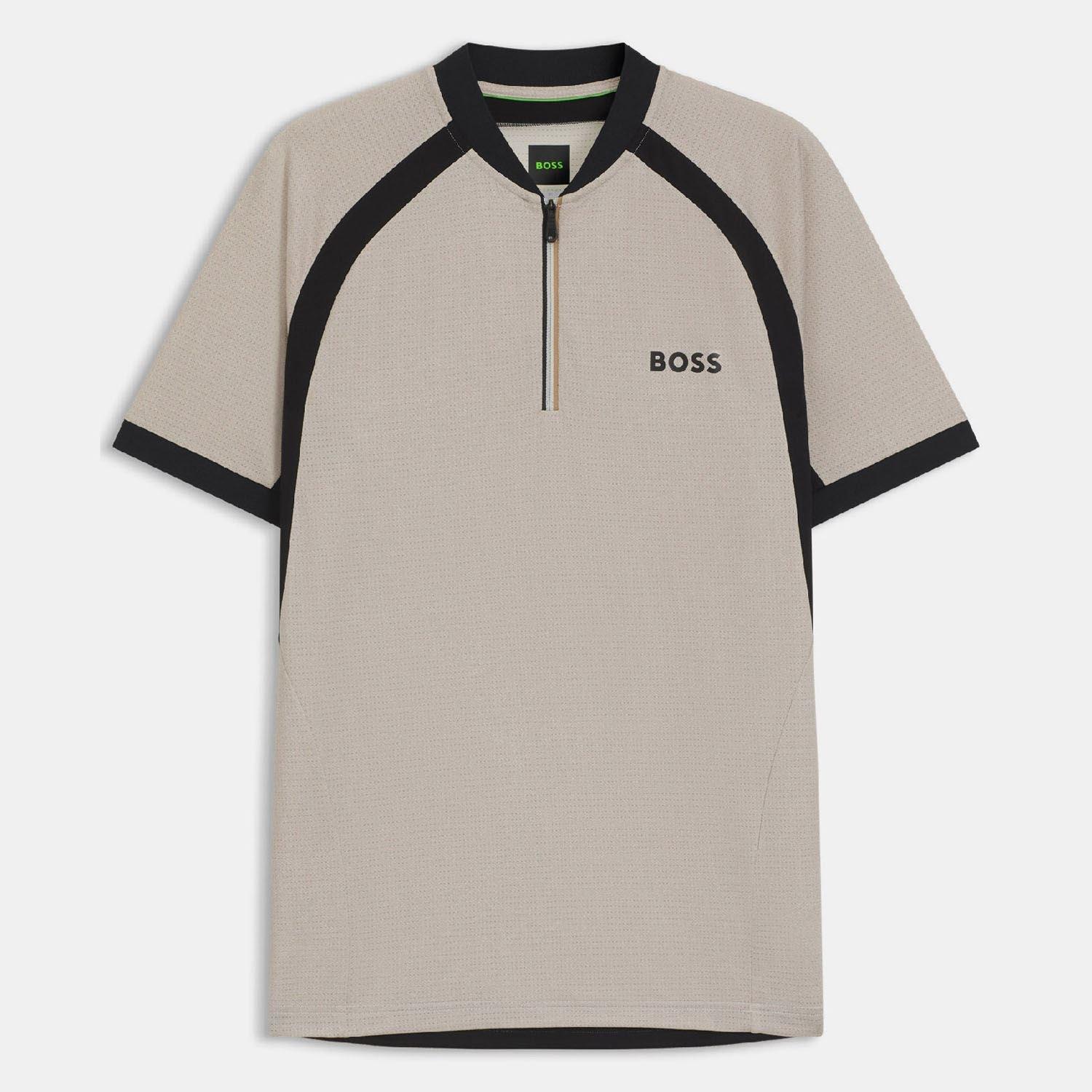 White - Boss - PL_TOC Matchball Zip-Neck Mesh Polo Shirt - 1