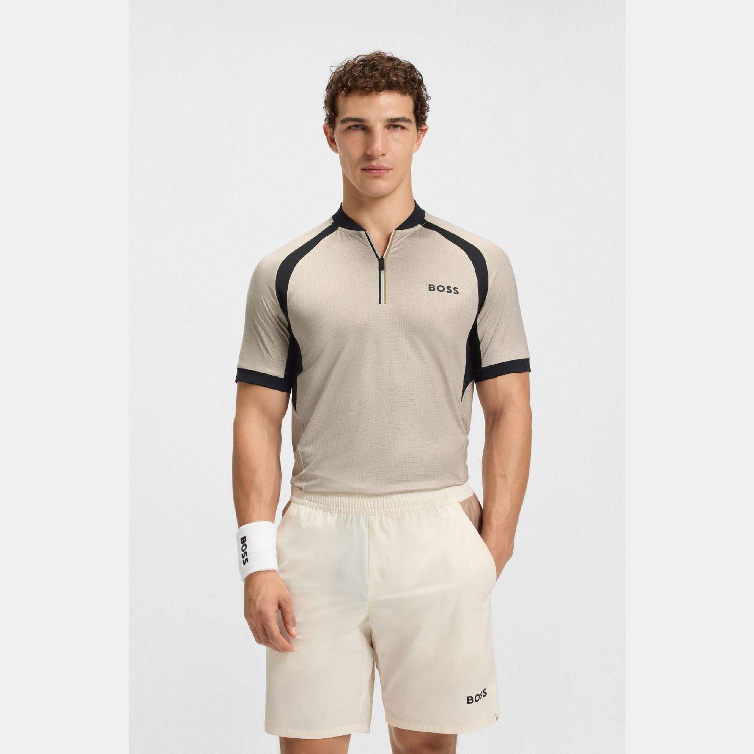 White - Boss - PL_TOC Matchball Zip-Neck Mesh Polo Shirt - 2