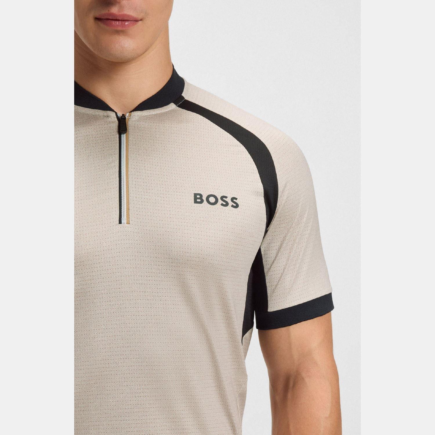 White - Boss - PL_TOC Matchball Zip-Neck Mesh Polo Shirt - 3