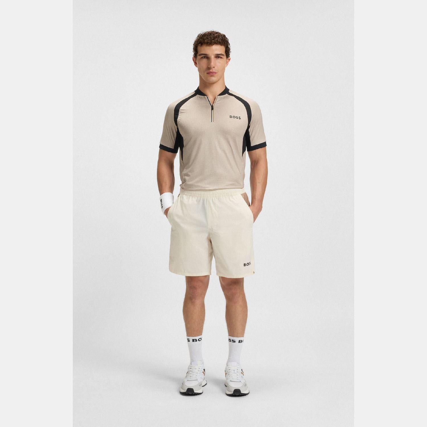 White - Boss - PL_TOC Matchball Zip-Neck Mesh Polo Shirt - 4