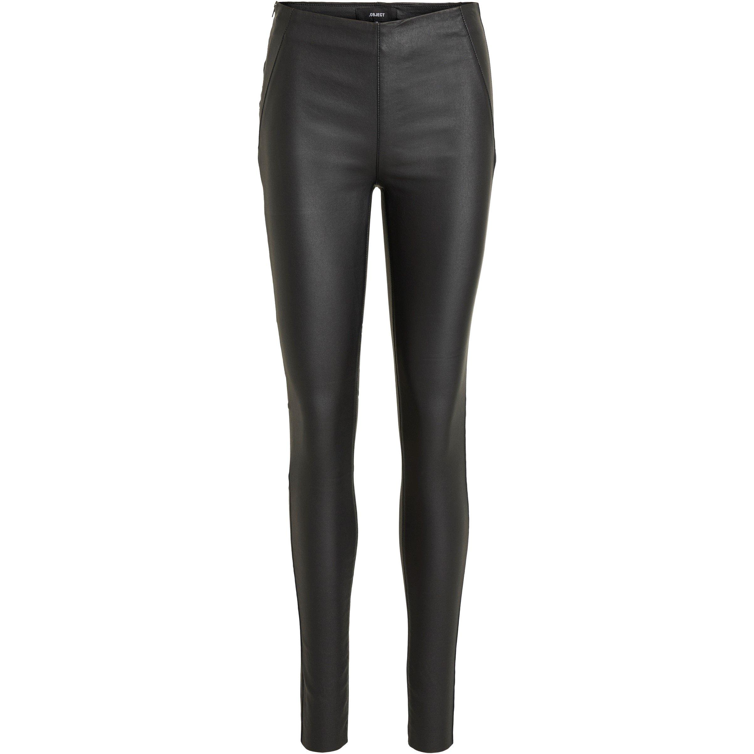 Black - Object - Coated Leggings - 1