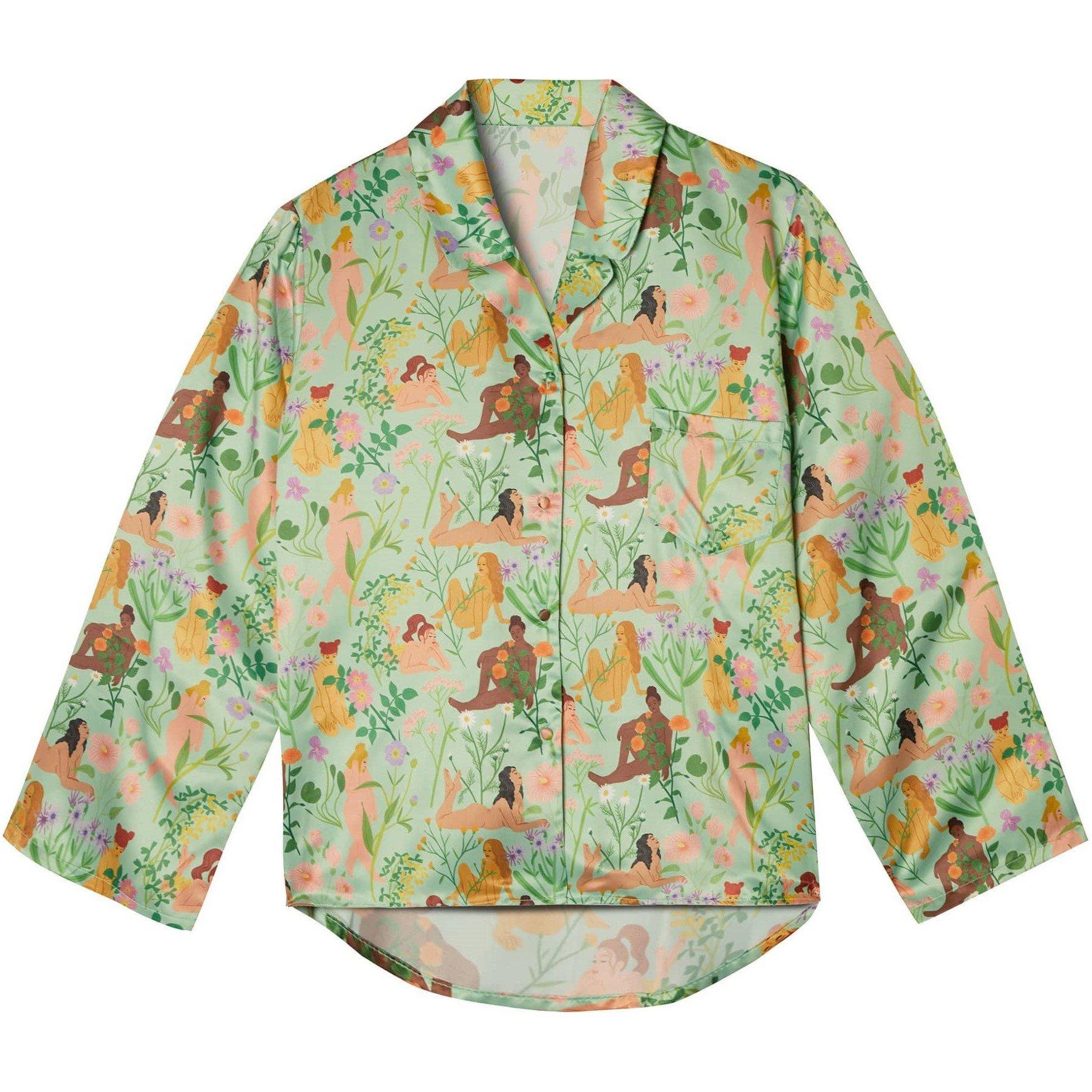 Nude - Playful Promises - Bodil Jane Recycled Satin Long Sleeve Pj Top - 9