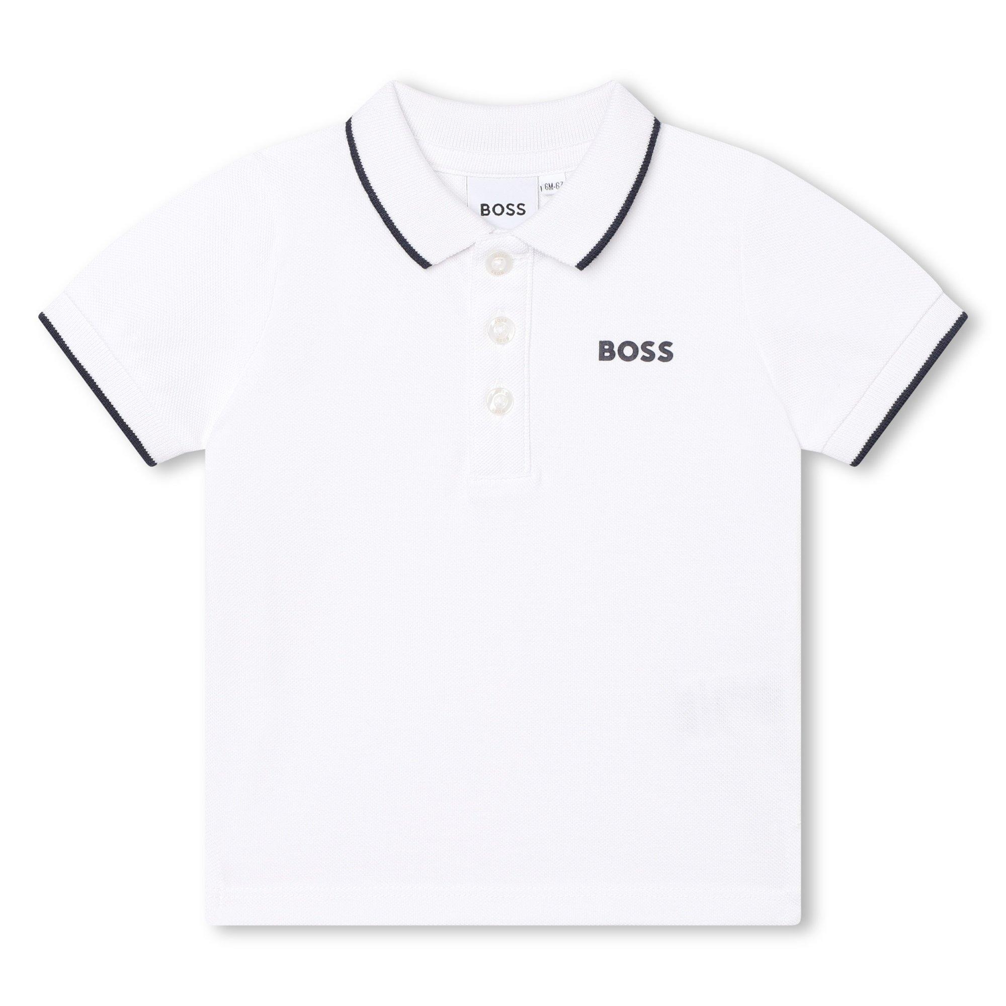 Weiß 09 - Boss - Kids' Small Logo Cotton Short Sleeve Polo Shirt - 1