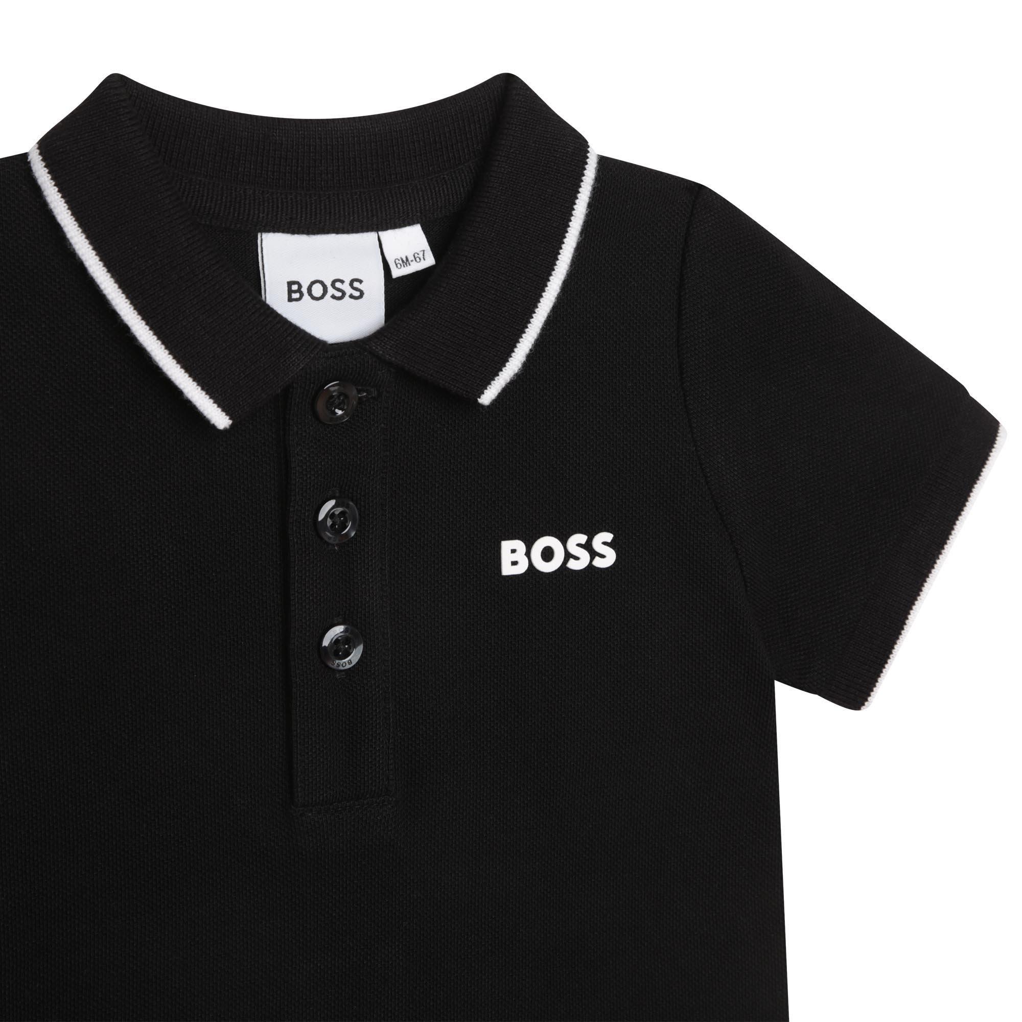 Black 09 - Boss - Kids' Small Logo Cotton Short Sleeve Polo Shirt - 3