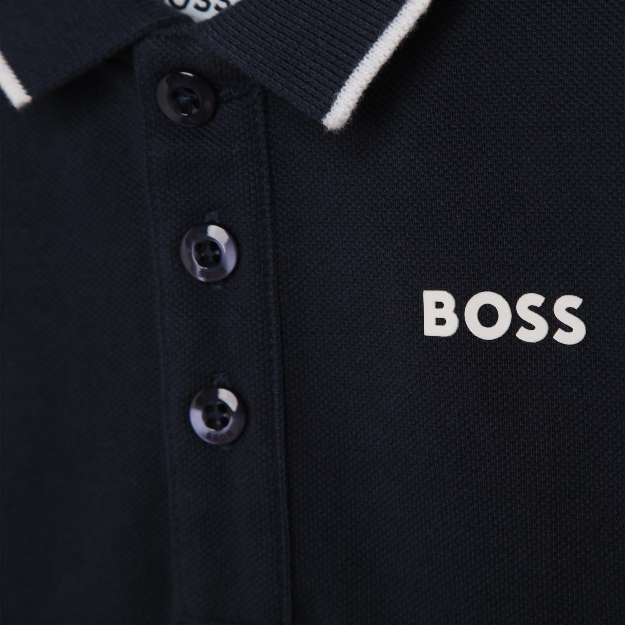Navy 09 - Boss - Kids' Small Logo Cotton Short Sleeve Polo Shirt - 3