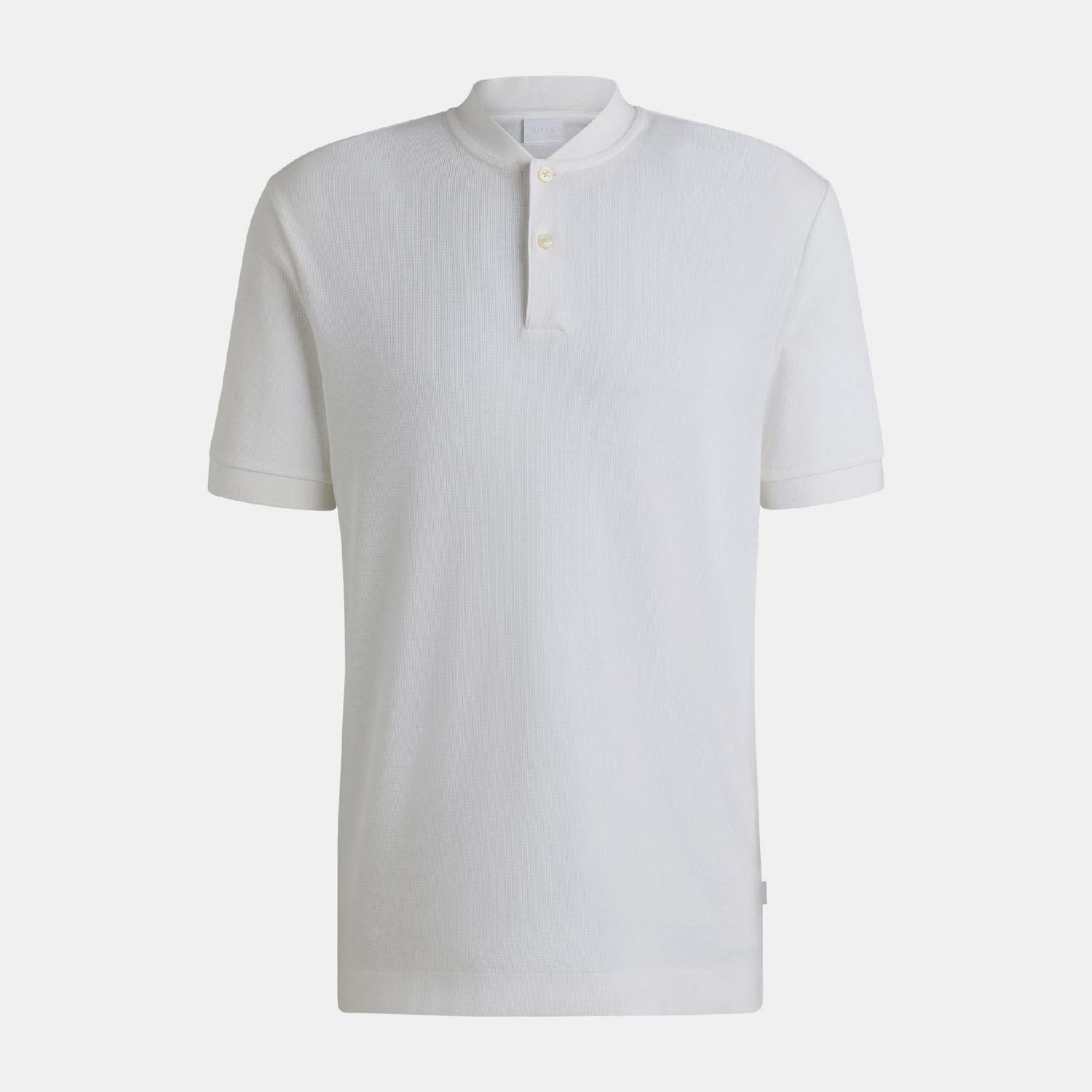 White - Boss - H-Pratt 120 Collarless Polo Shirt - 1
